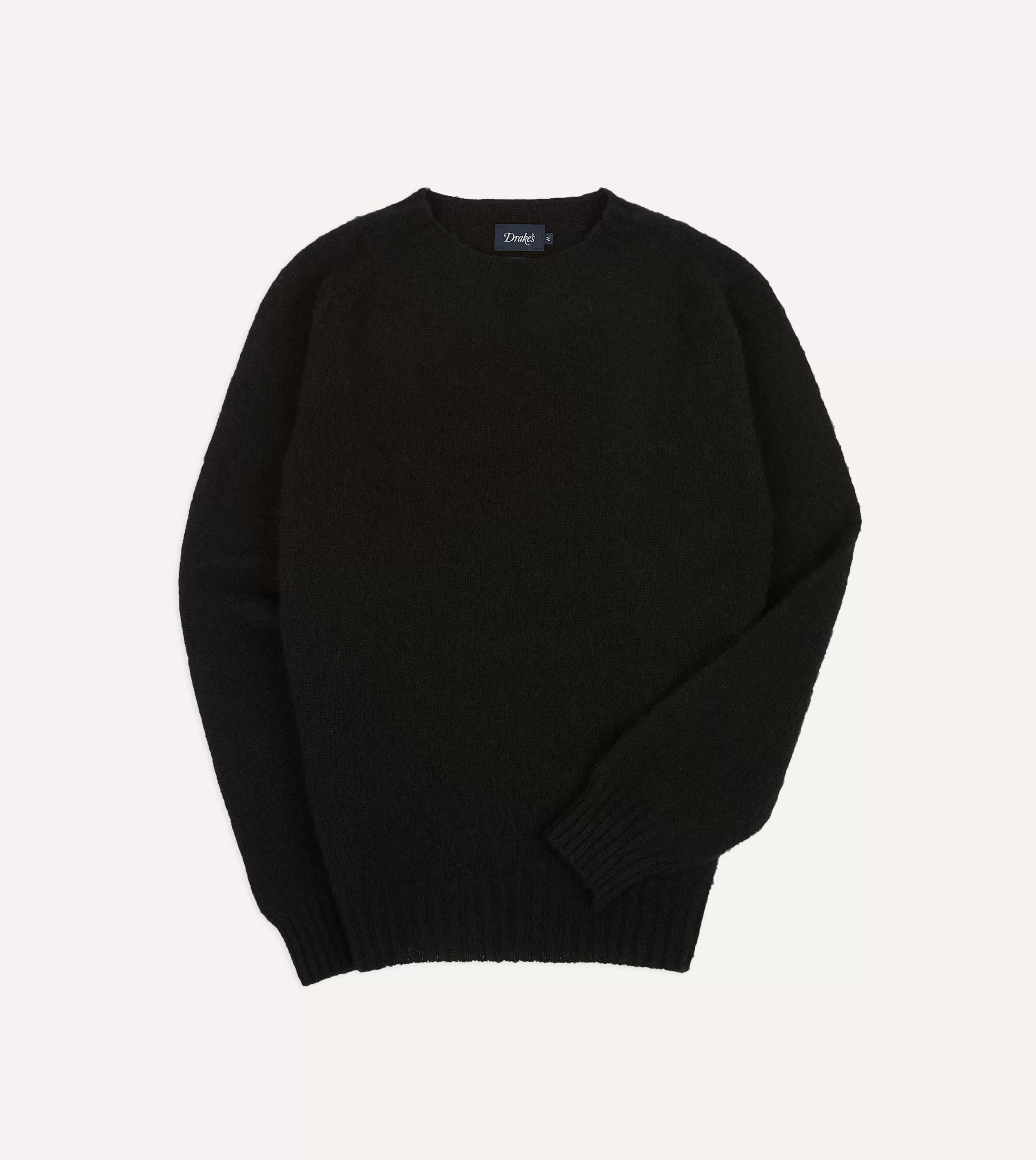 Drake’s Knitwear | Knitwear | Brushed Shetland Crew Neck Jumper Black