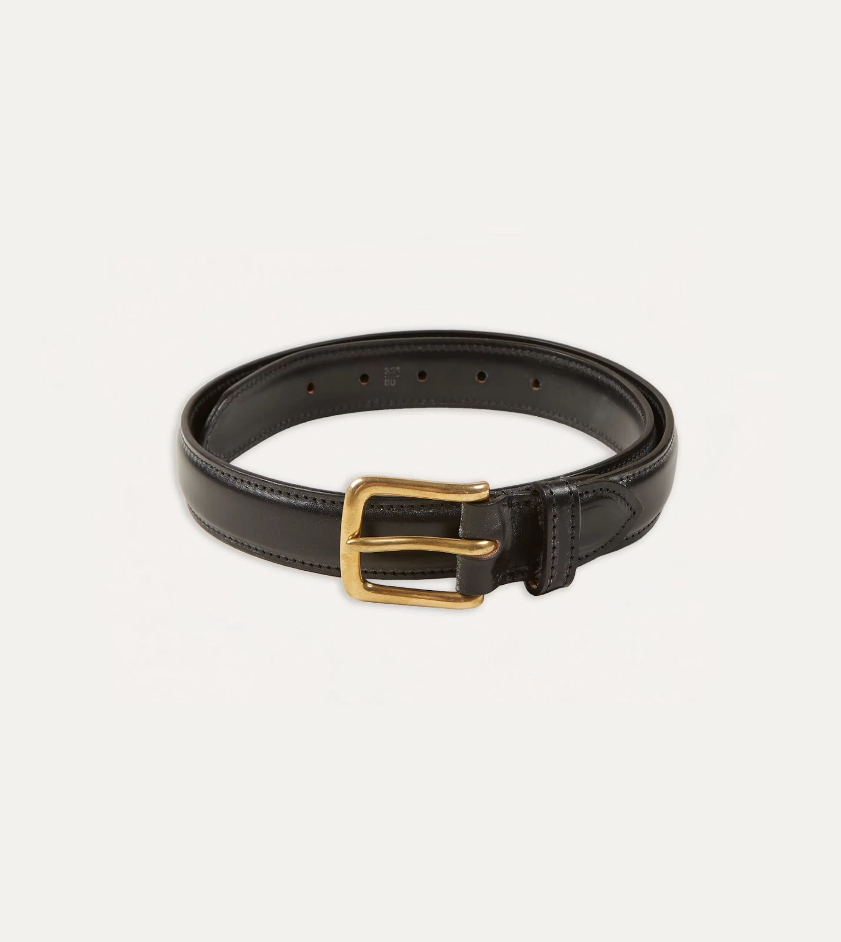 Drake’s Belts | Belts | Black Fully Lined Bridle Leather Belt With Brass Buckle