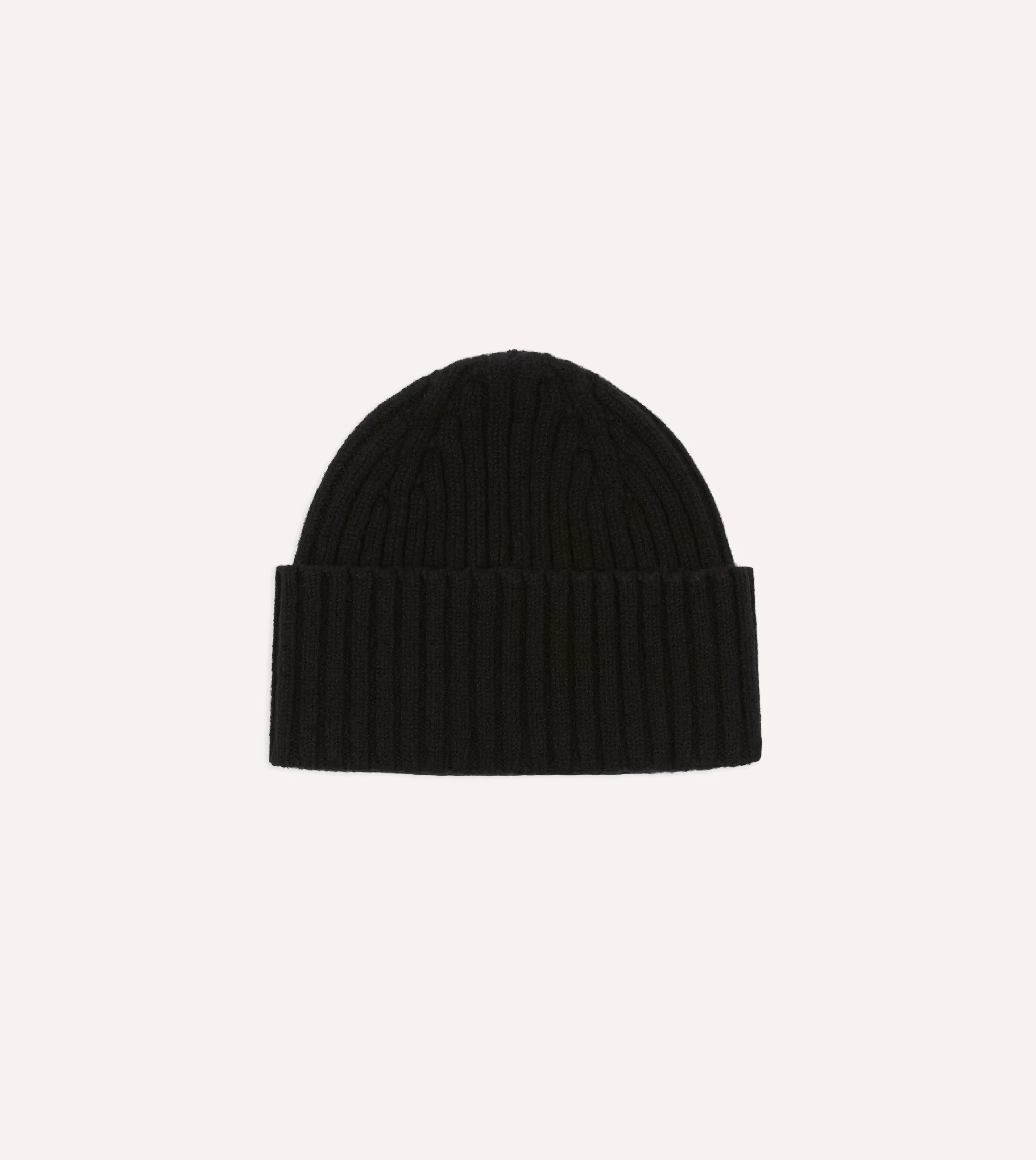 Drake’s Hats | Lambswool Ribbed Knit Cap Black