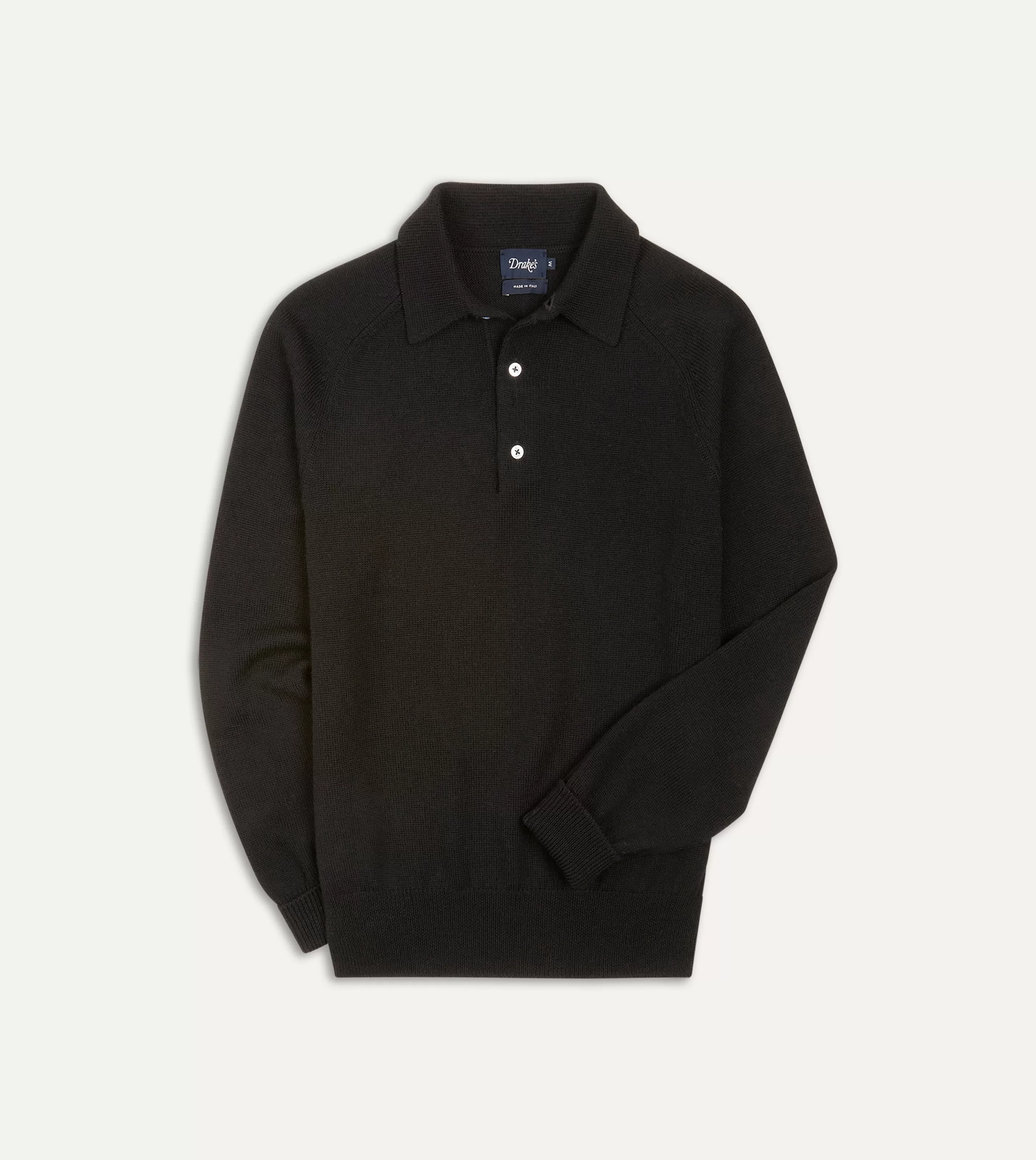 Drake’s Knitwear | Polos & Sweatshirts | Merino Wool Knitted Polo Black