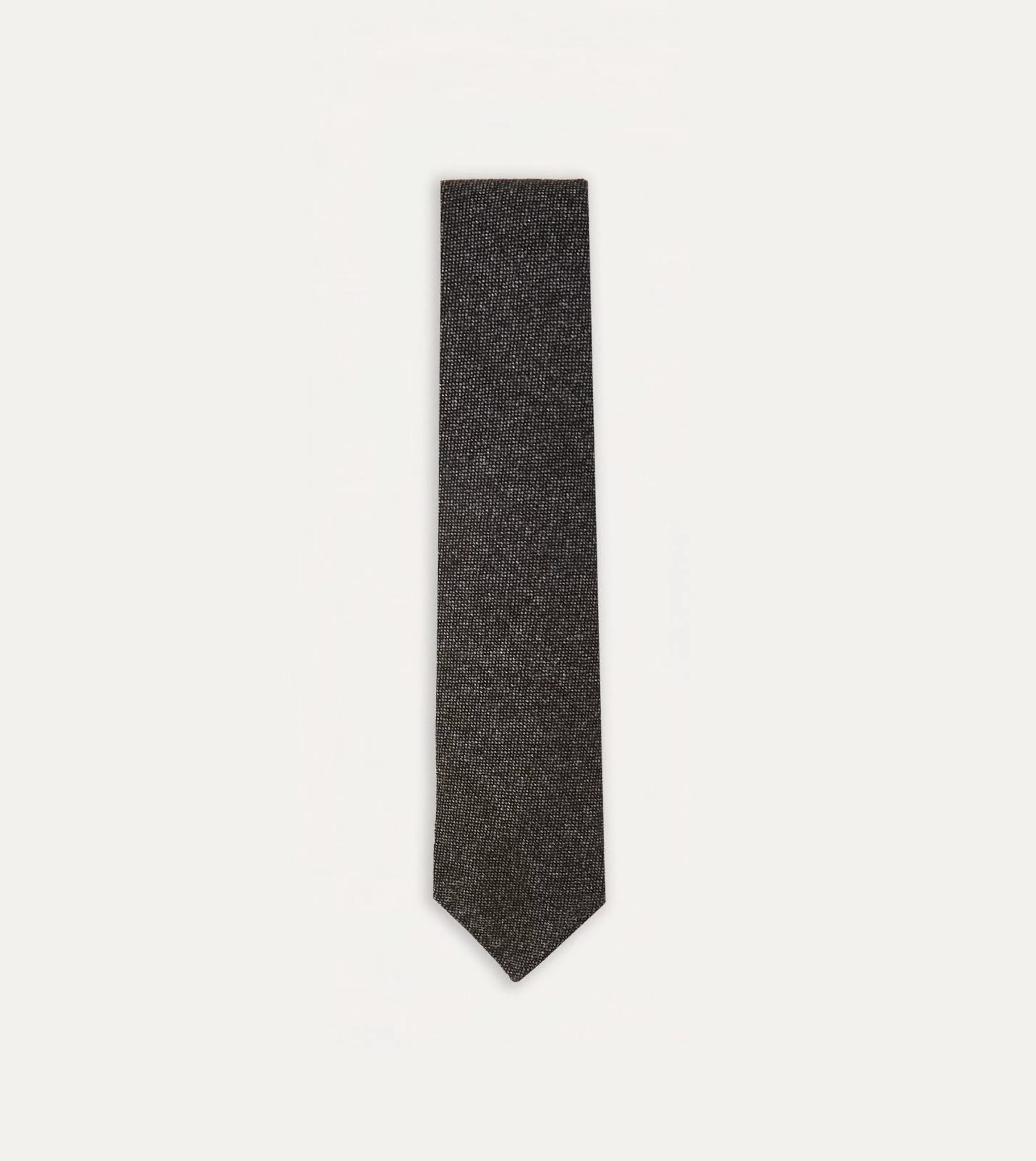 Drake’s Plain Ties | Black Pure Cashmere Solid Hand Rolled Tie