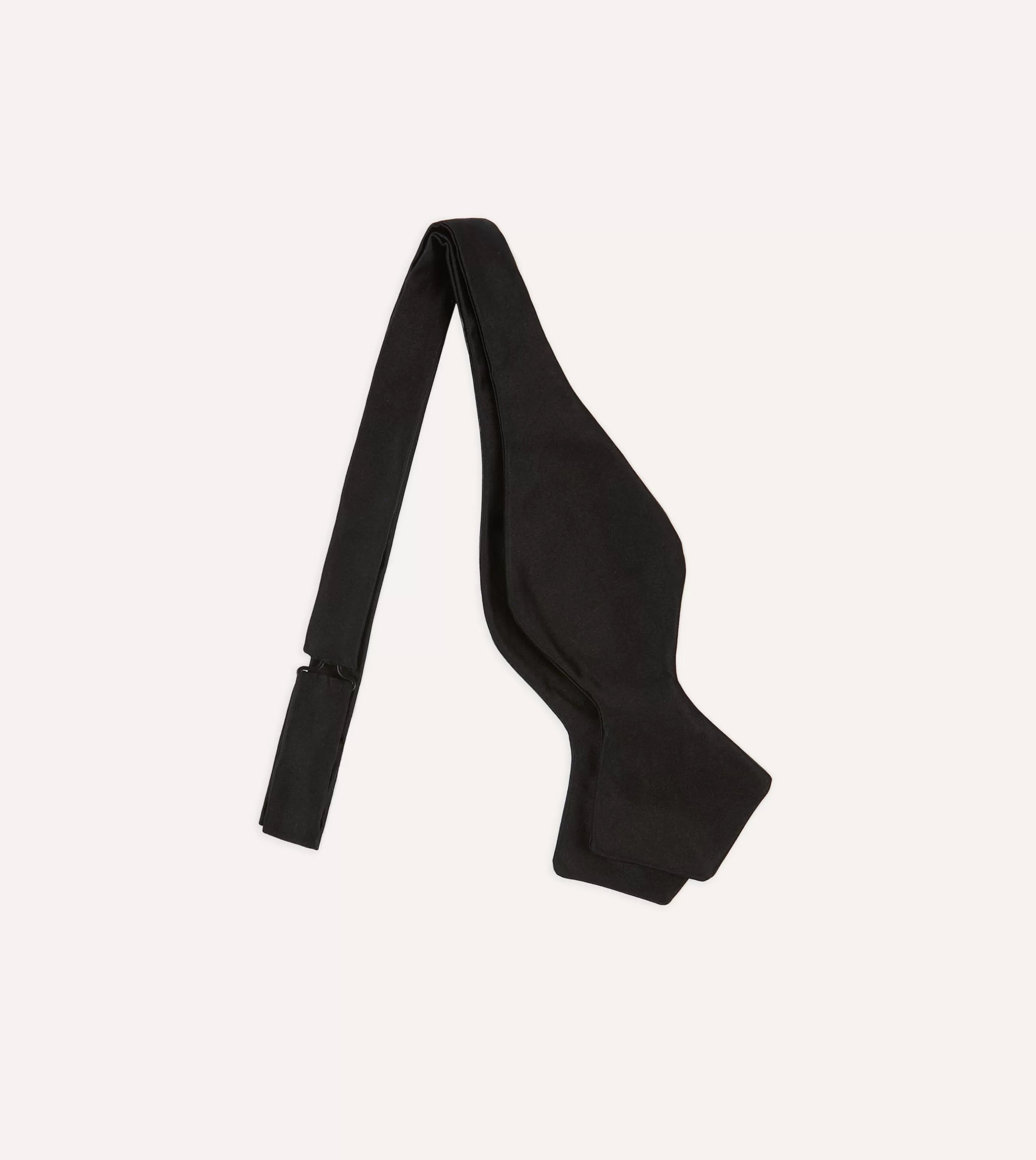 Drake’s Bow Ties | Black Self-Tie Satin Batwing Bow Tie