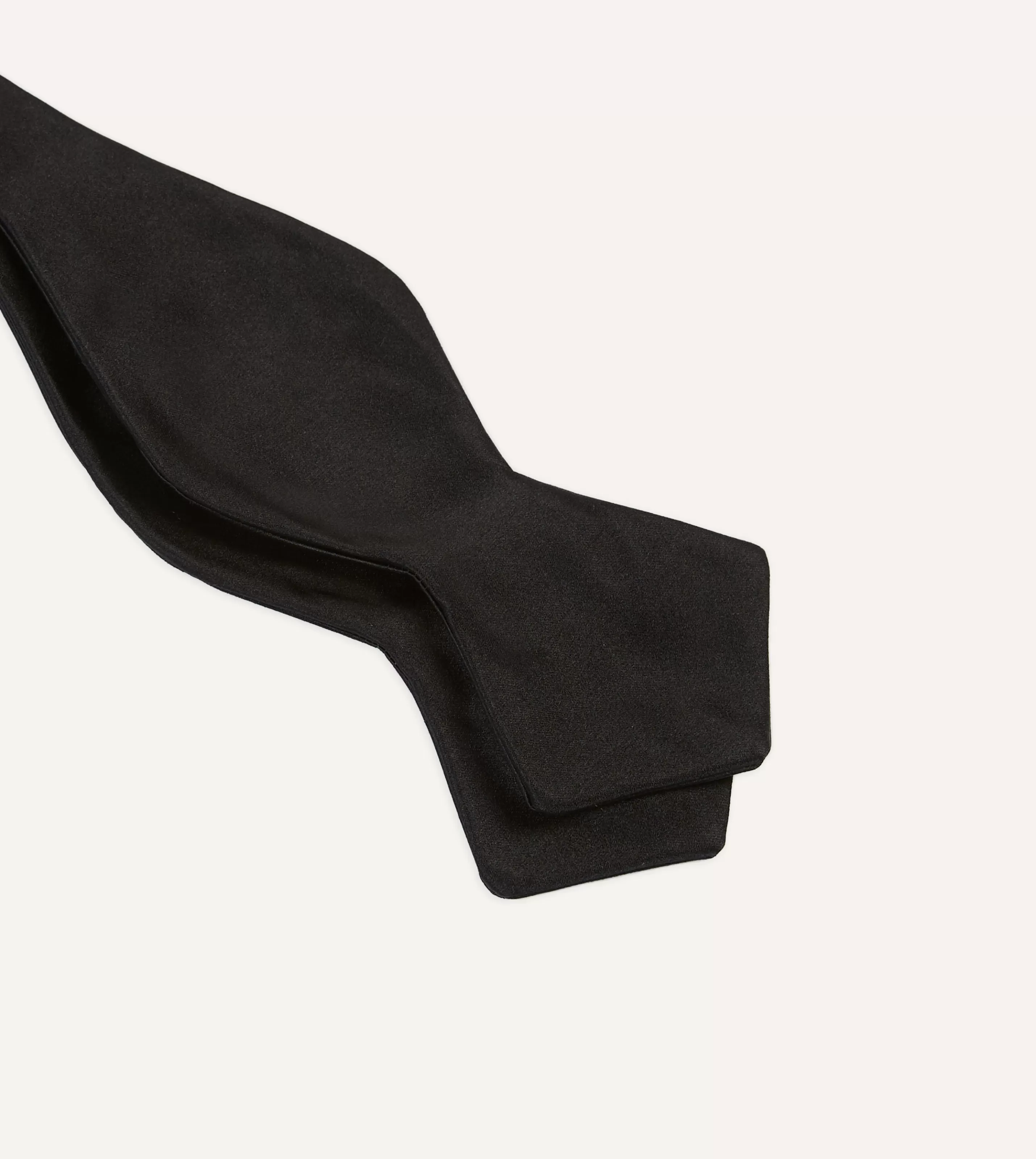 Drake’s Bow Ties | Black Self-Tie Satin Batwing Bow Tie