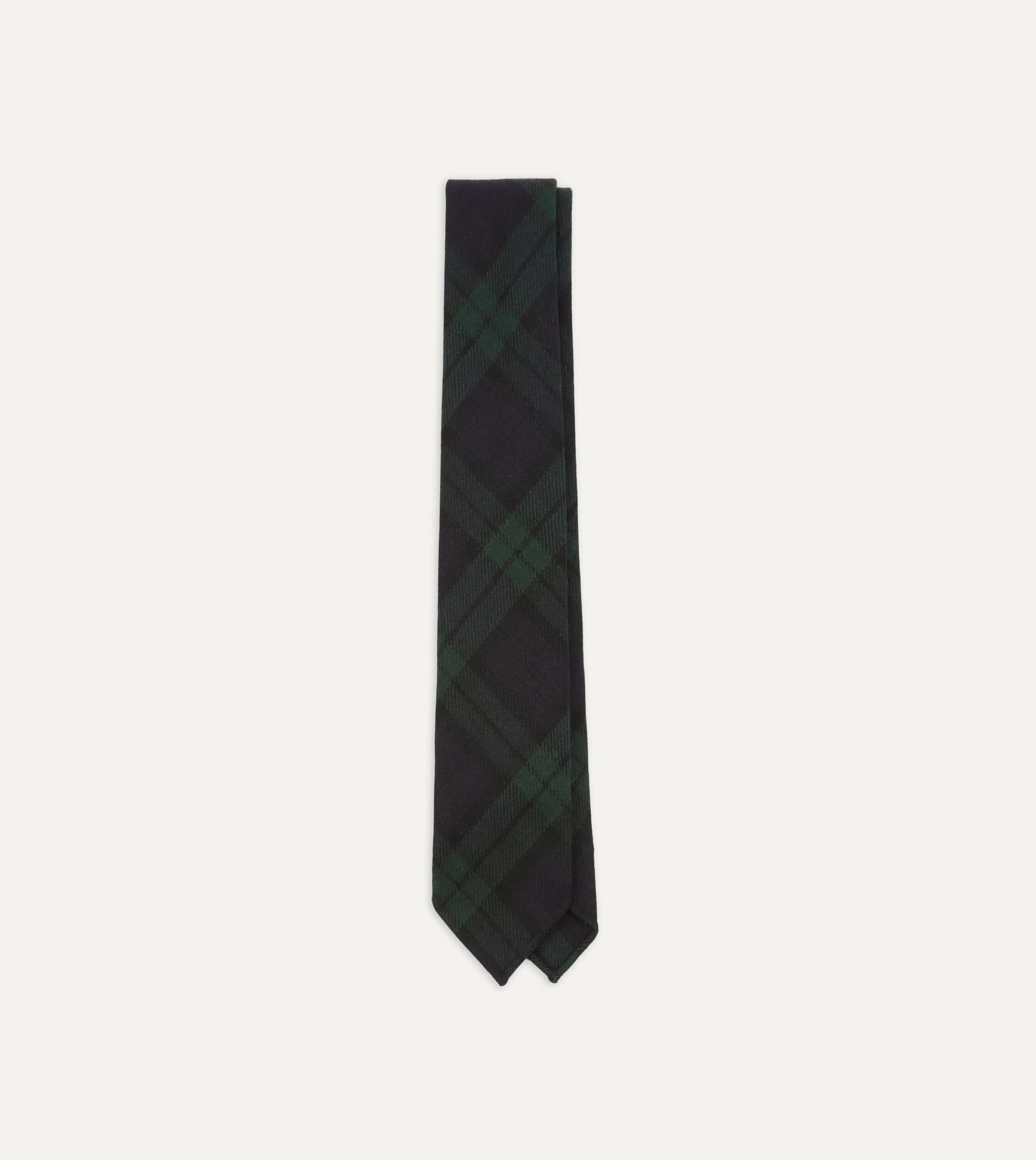 Drake’s Patterned Ties | Blackwatch Check Hand Rolled Wool Tie