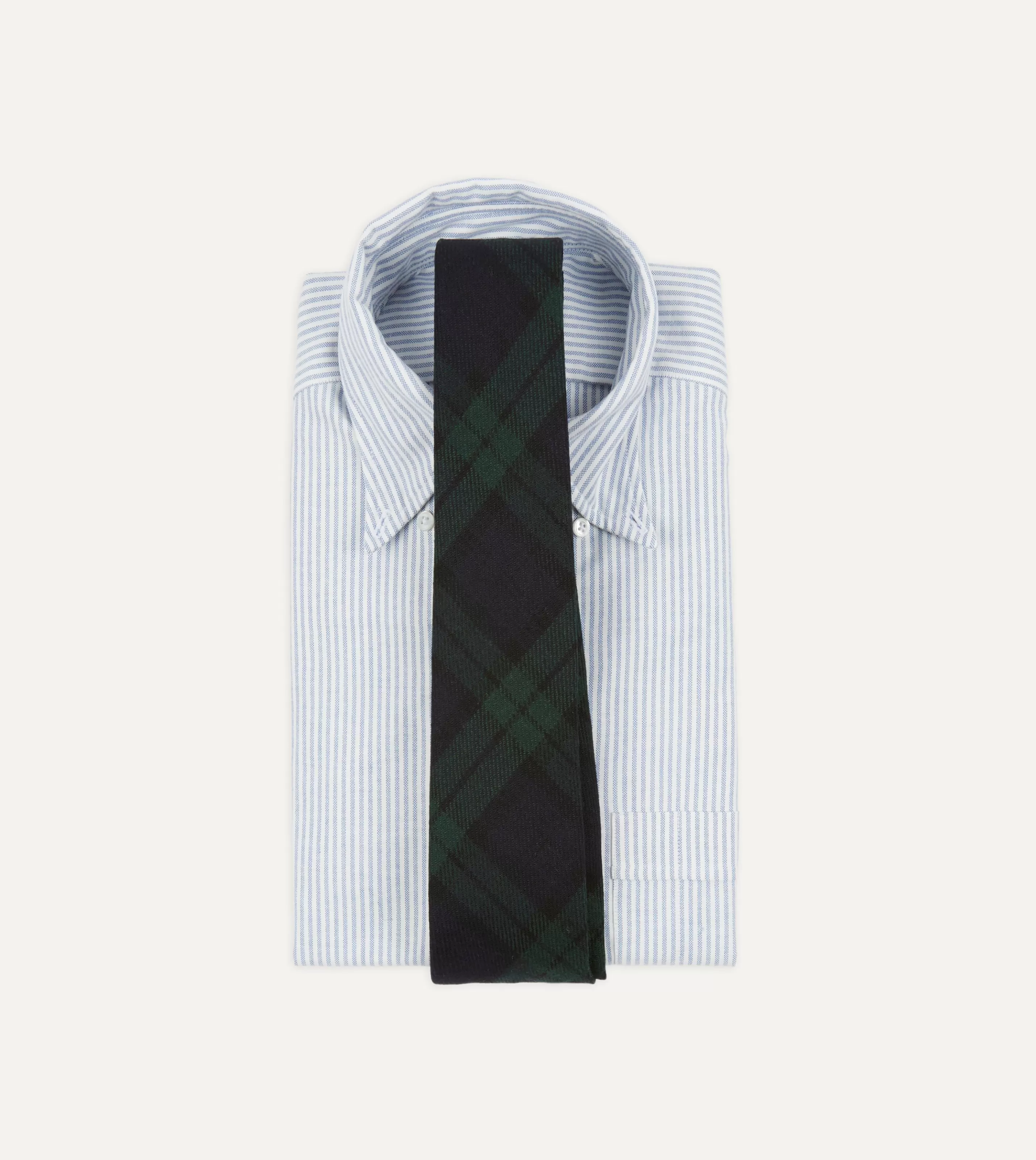 Drake’s Patterned Ties | Blackwatch Check Hand Rolled Wool Tie