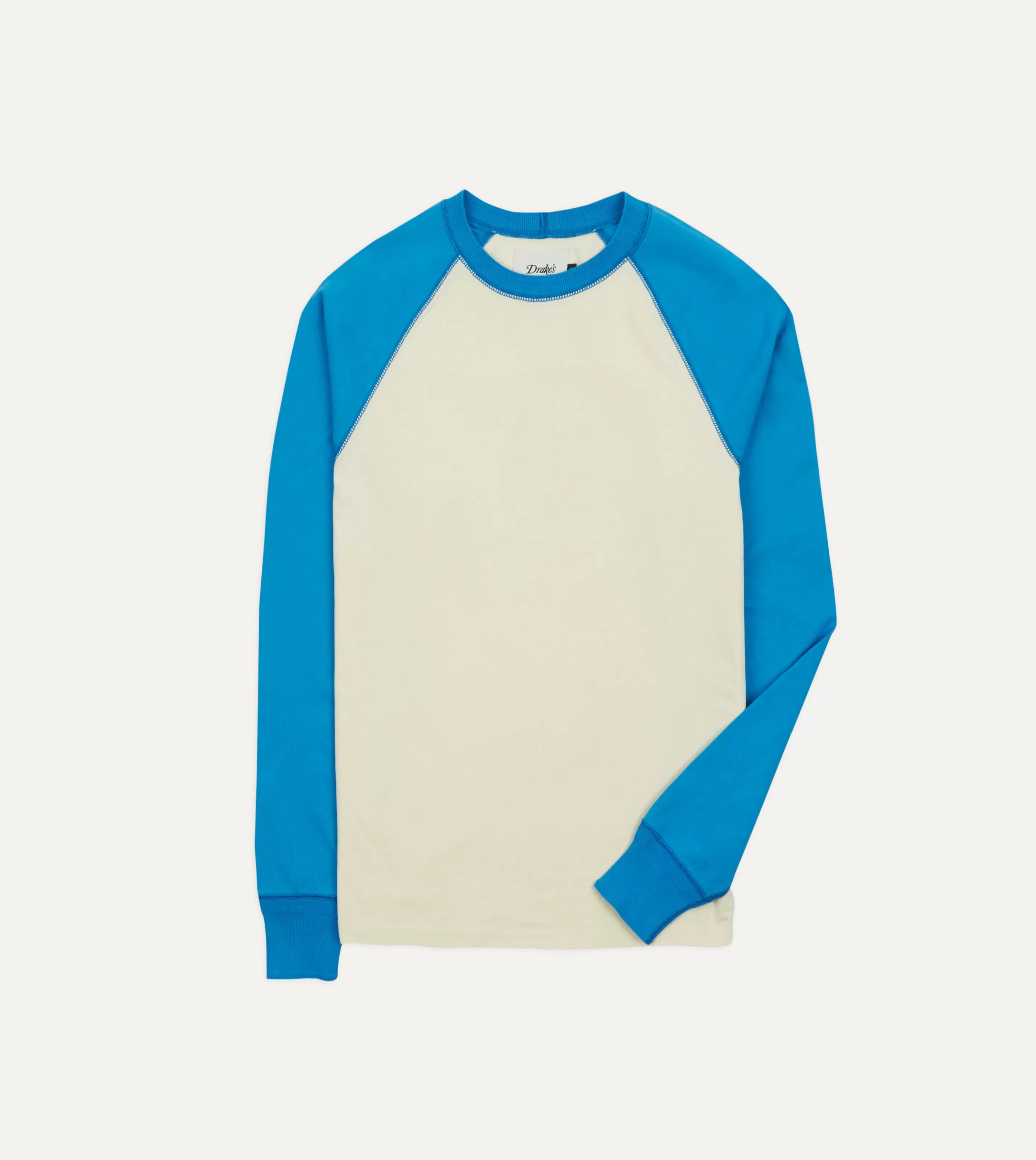 Drake’s T-Shirts | And Antique White Raglan Sleeve Hiking T-Shirt Blue