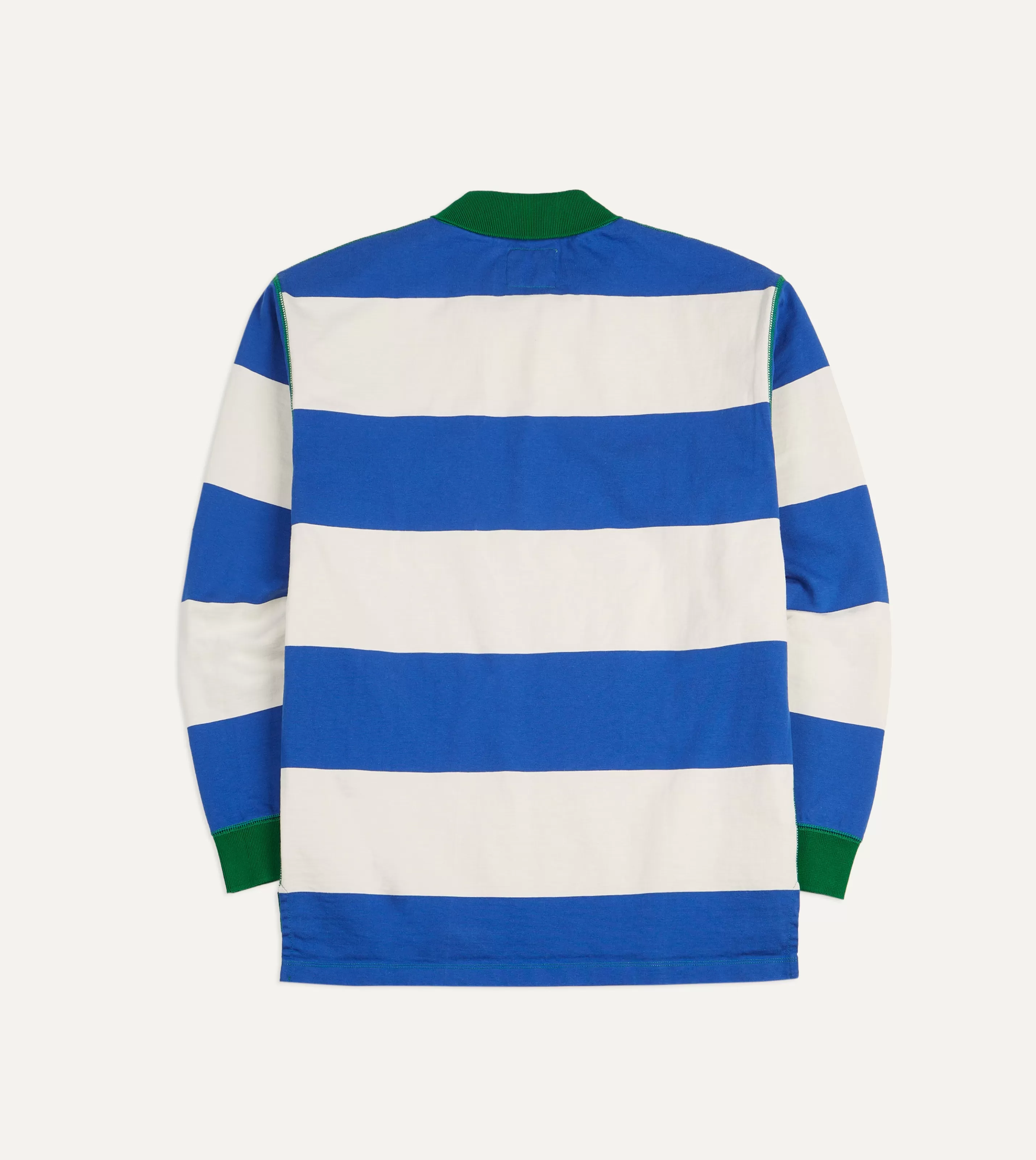 Drake’s Polos & Sweatshirts | T-Shirts | Blue And White Wide Stripe Mock Collar Long-Sleeve Jersey