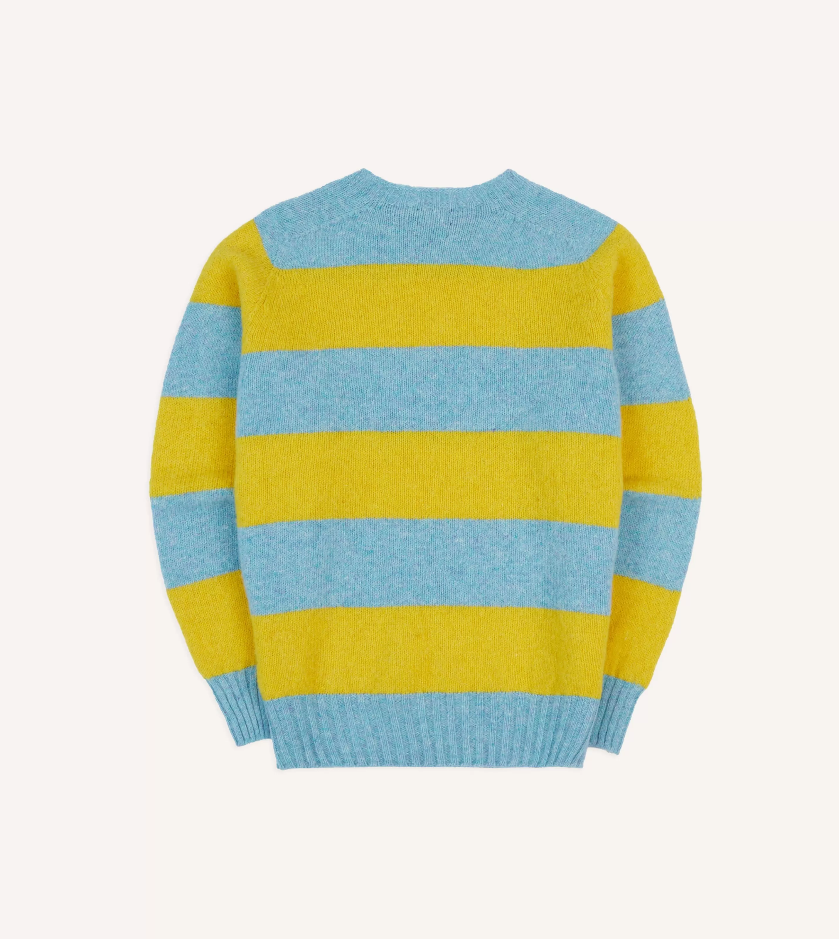 Drake’s Knitwear | Blue And Yellow Striped Brushed Shetland Crew Neck Jumper