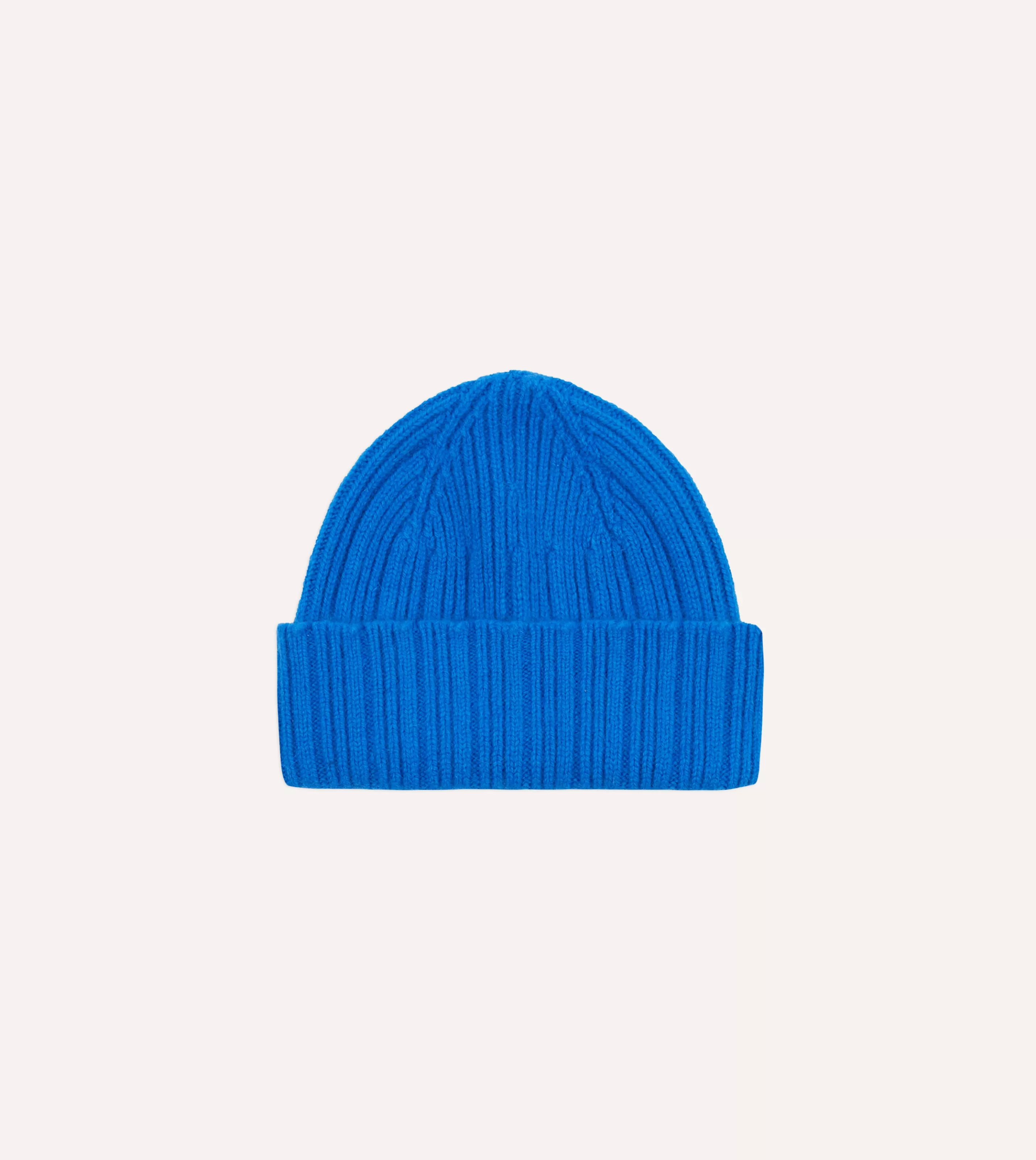 Drake’s Hats | Angora Lambswool Ribbed Knit Cap Blue