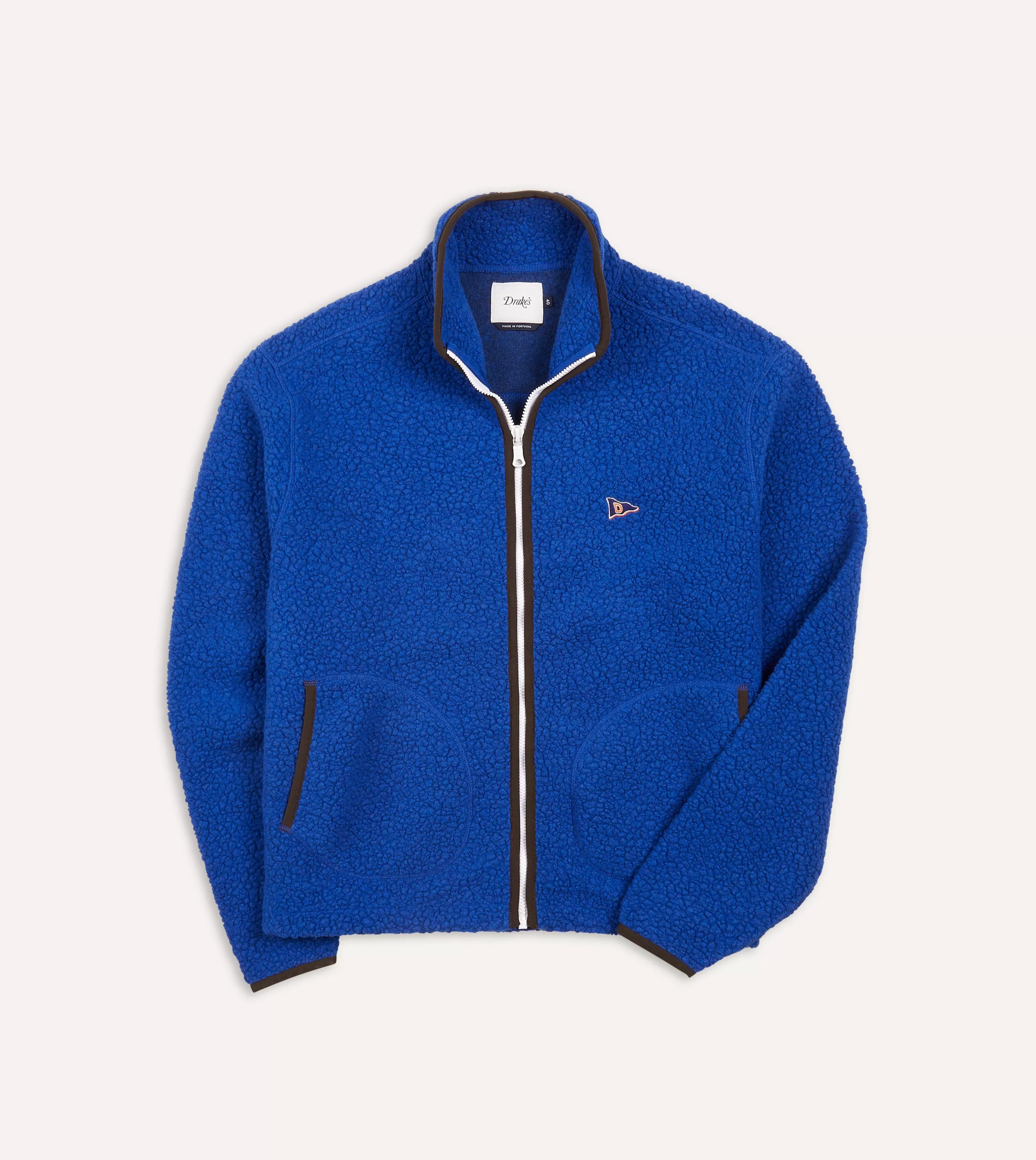 Drake’s Fleeces | Fleeces | Boucle Wool Zip Fleece Jacket Blue