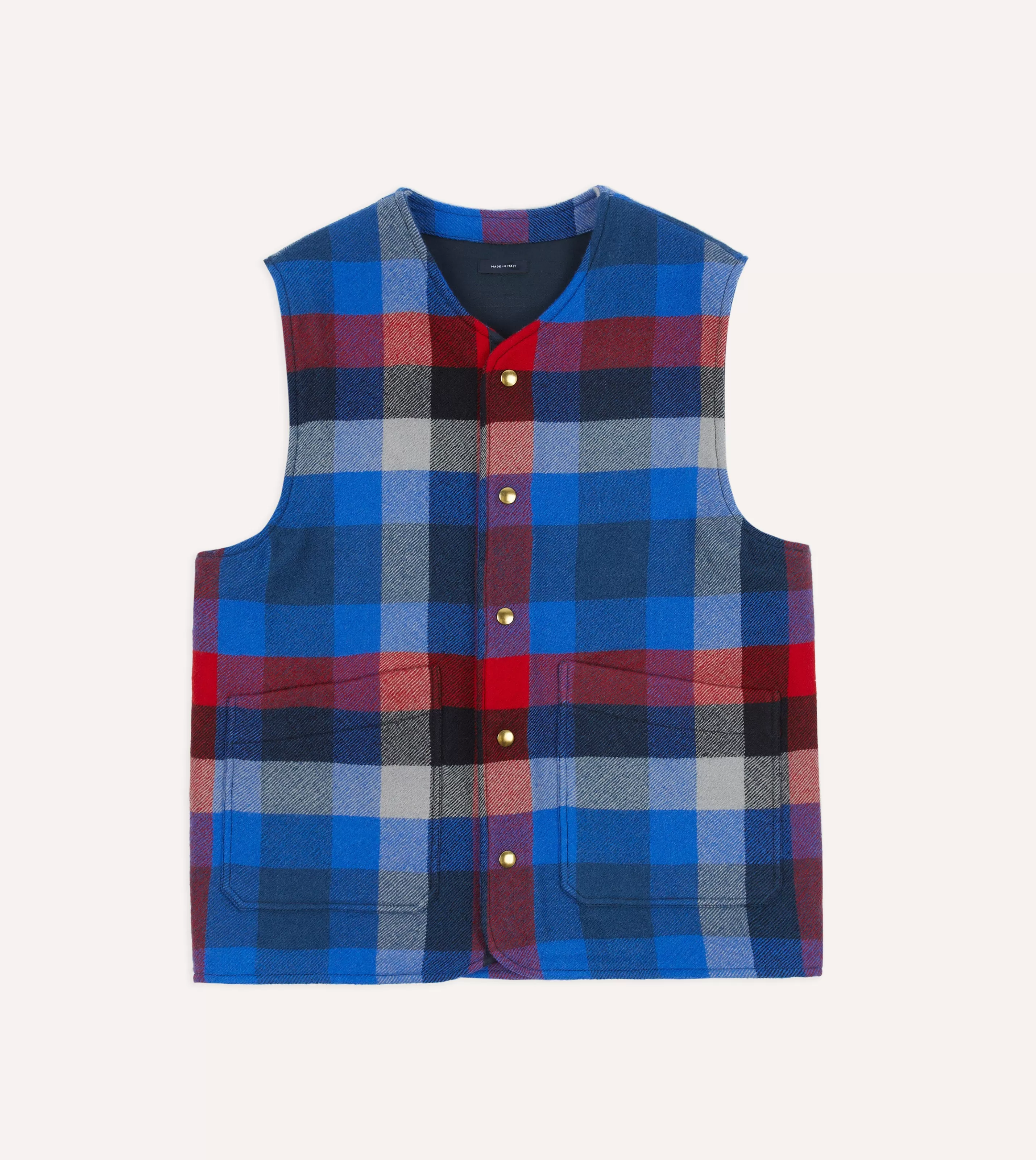 Drake’s Coats & Jackets | Blue Check Wool Snap Vest