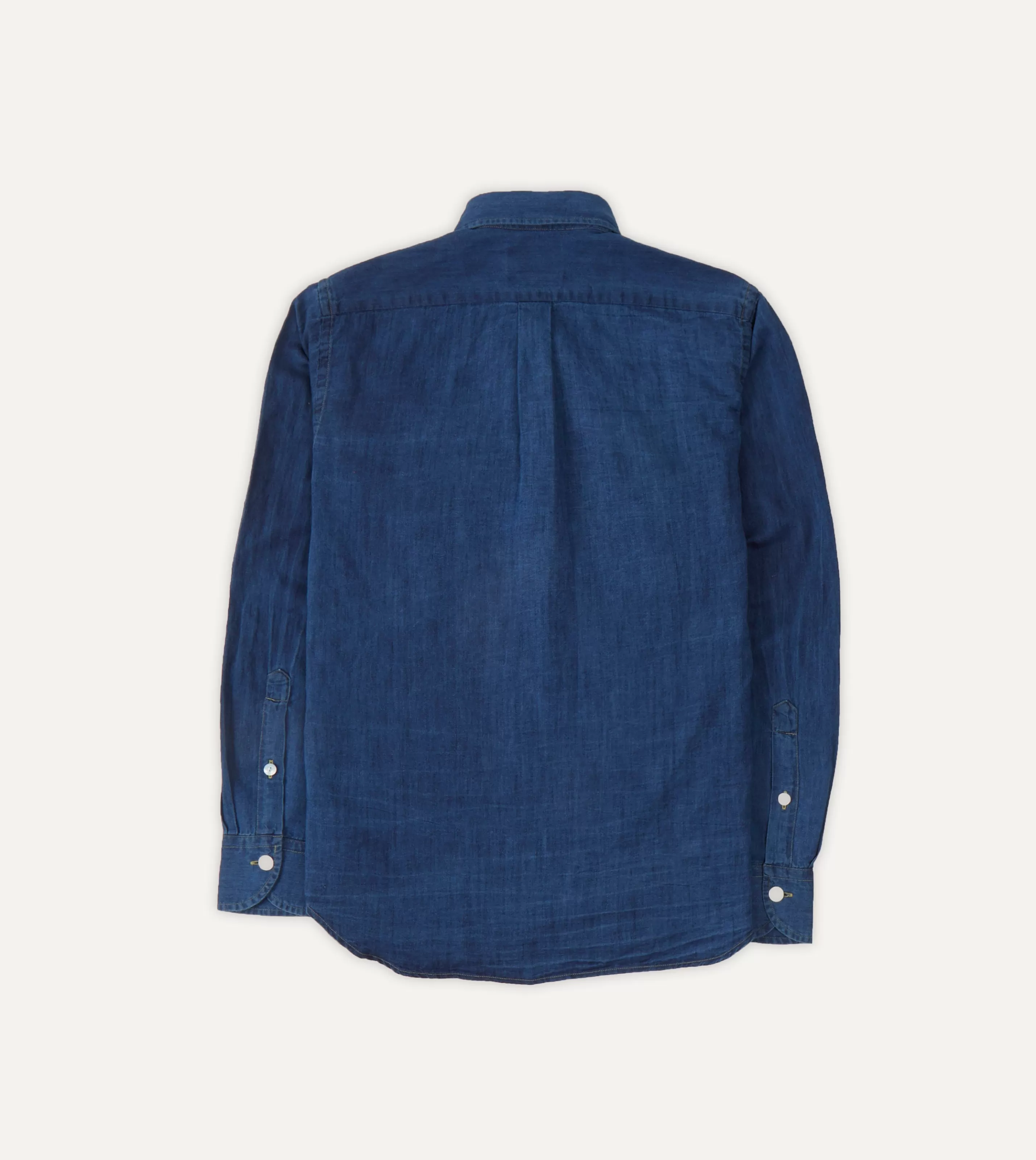 Drake’s Shirts | Work Shirts | Blue Cotton Linen Two-Pocket Work Shirt