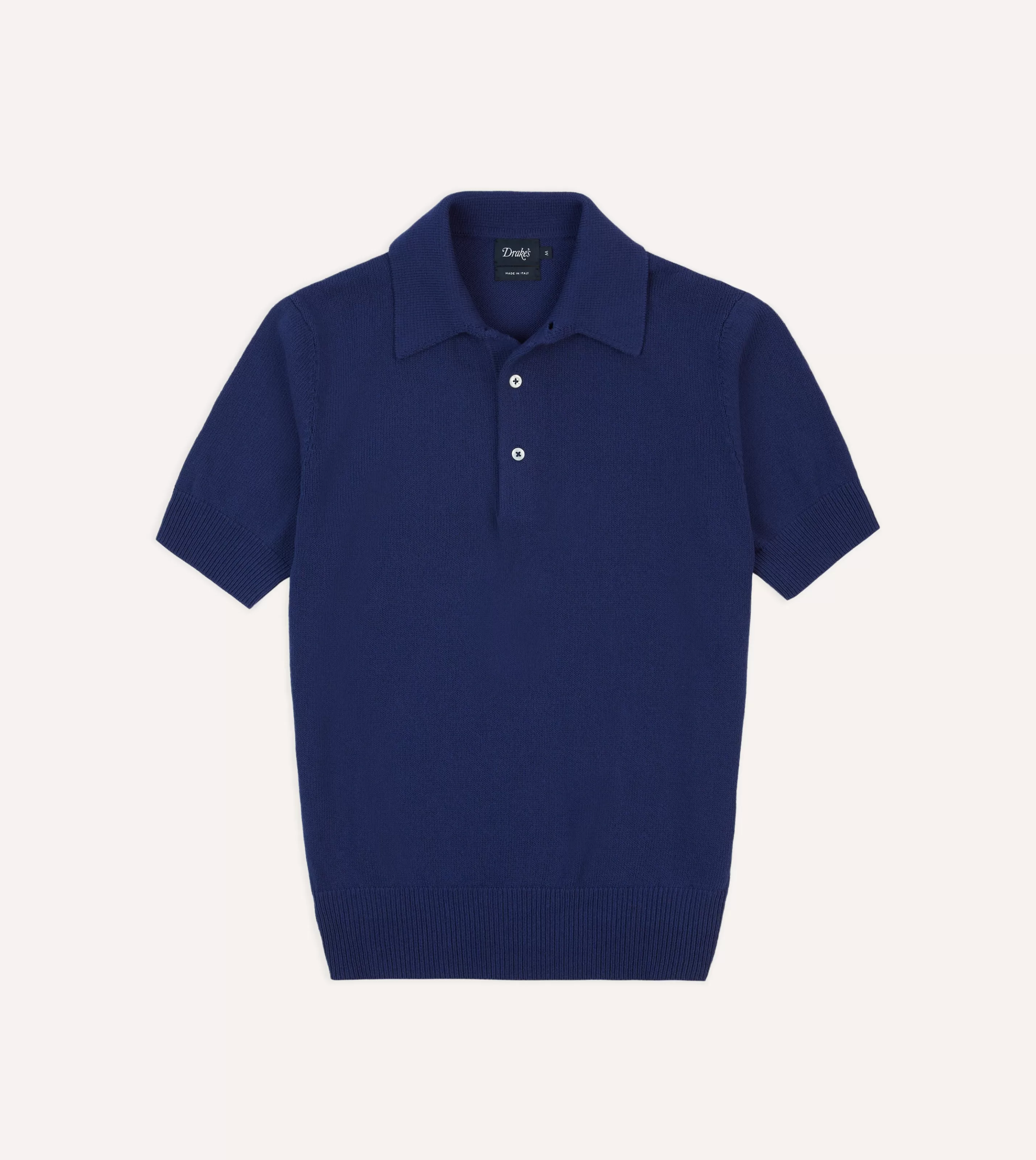 Drake’s Polos & Sweatshirts | Knitted Crepe Cotton Short-Sleeve Polo Shirt Blue