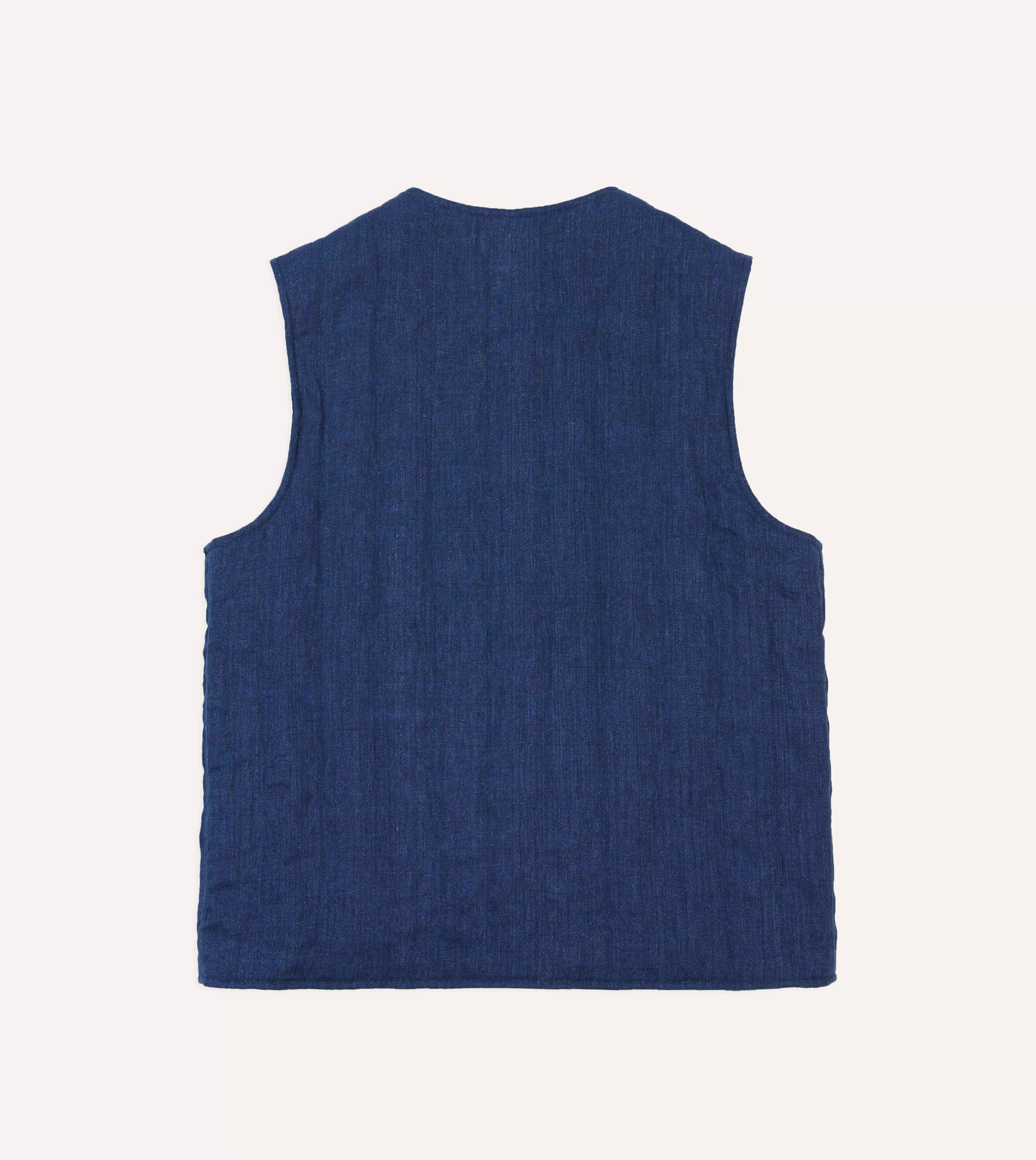 Drake’s Coats & Jackets | Blue Linen Quilted Snap Vest