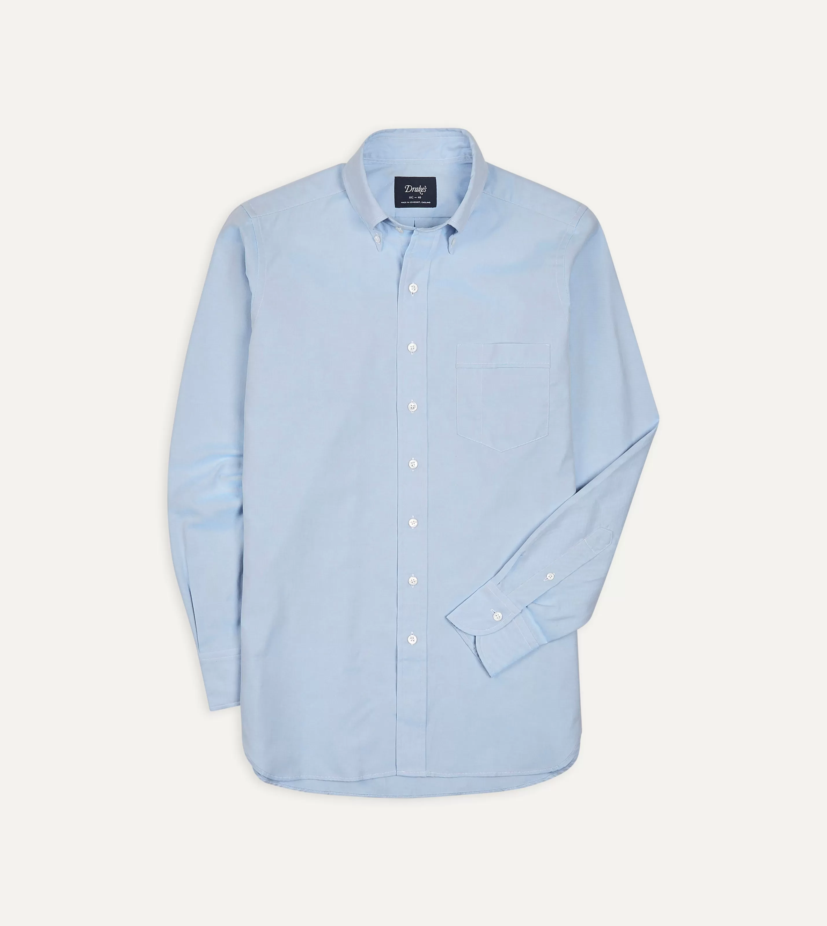 Drake’s Shirts | Formal Shirts | Pinpoint Oxford Cotton Cloth Button-Down Shirt Blue