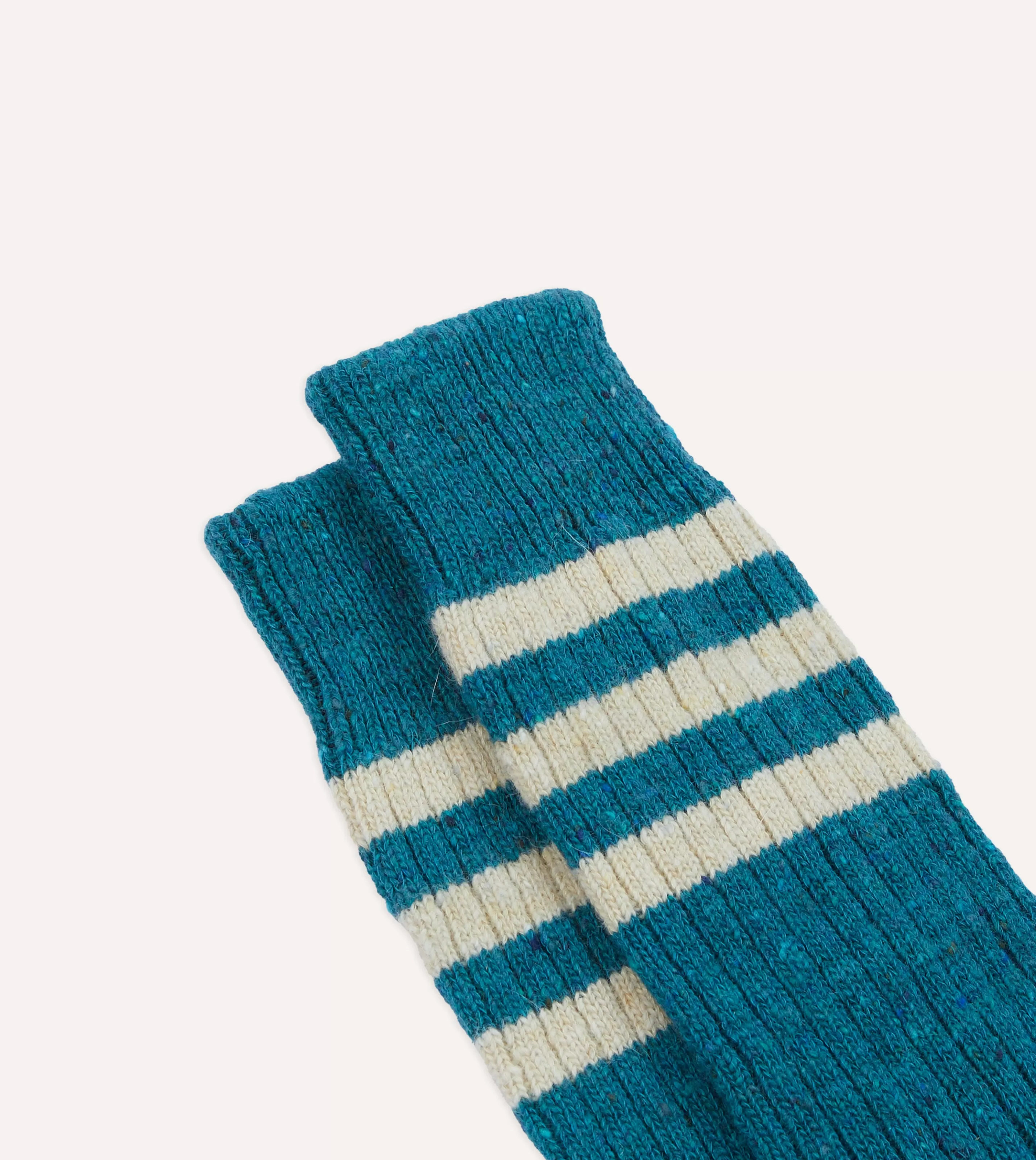 Drake’s Socks | Striped Donegal Wool Socks Blue