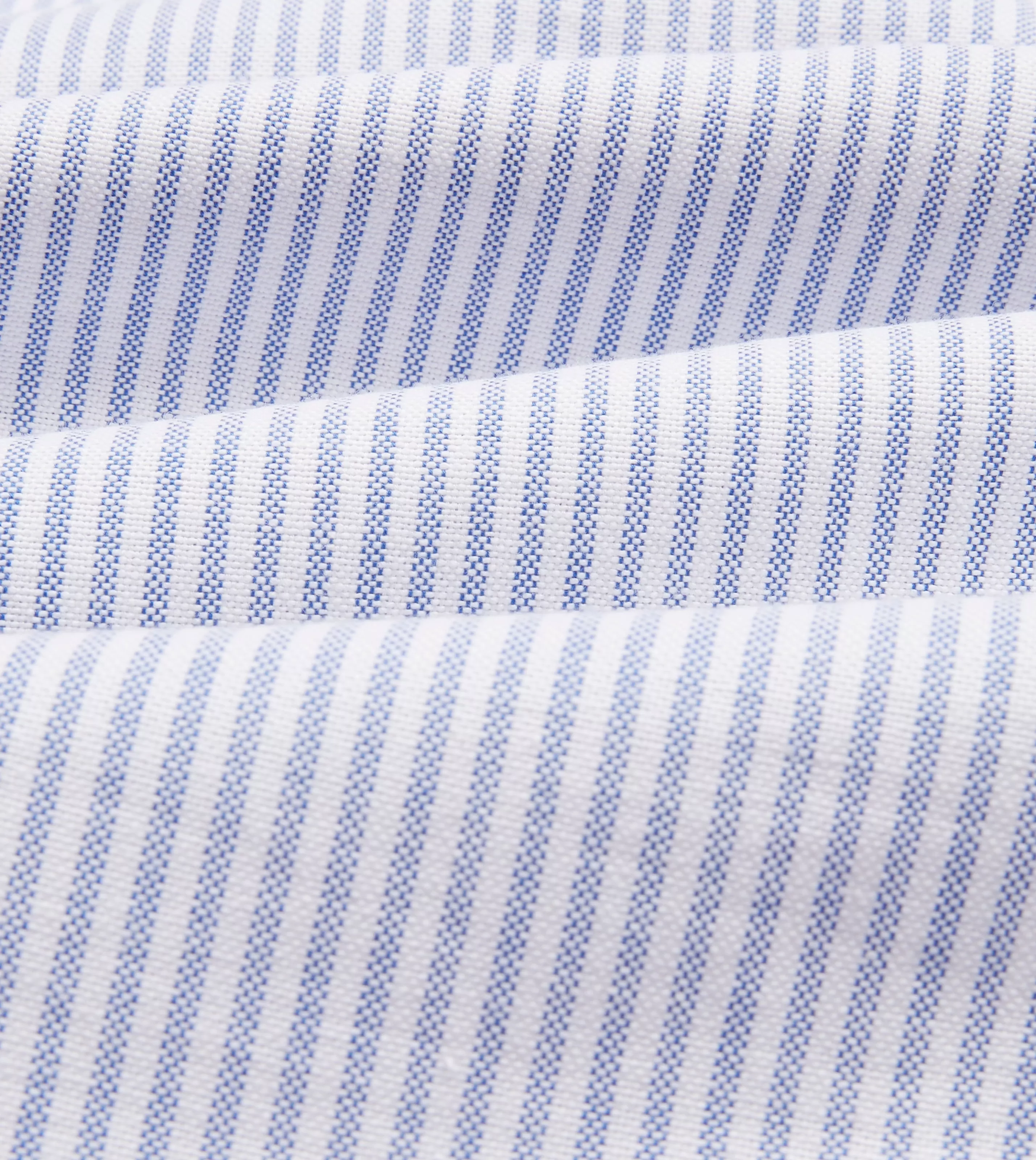 Drake’s Shirts | Formal Shirts | Ticking Stripe Cotton Oxford Cloth Button-Down Shirt Blue