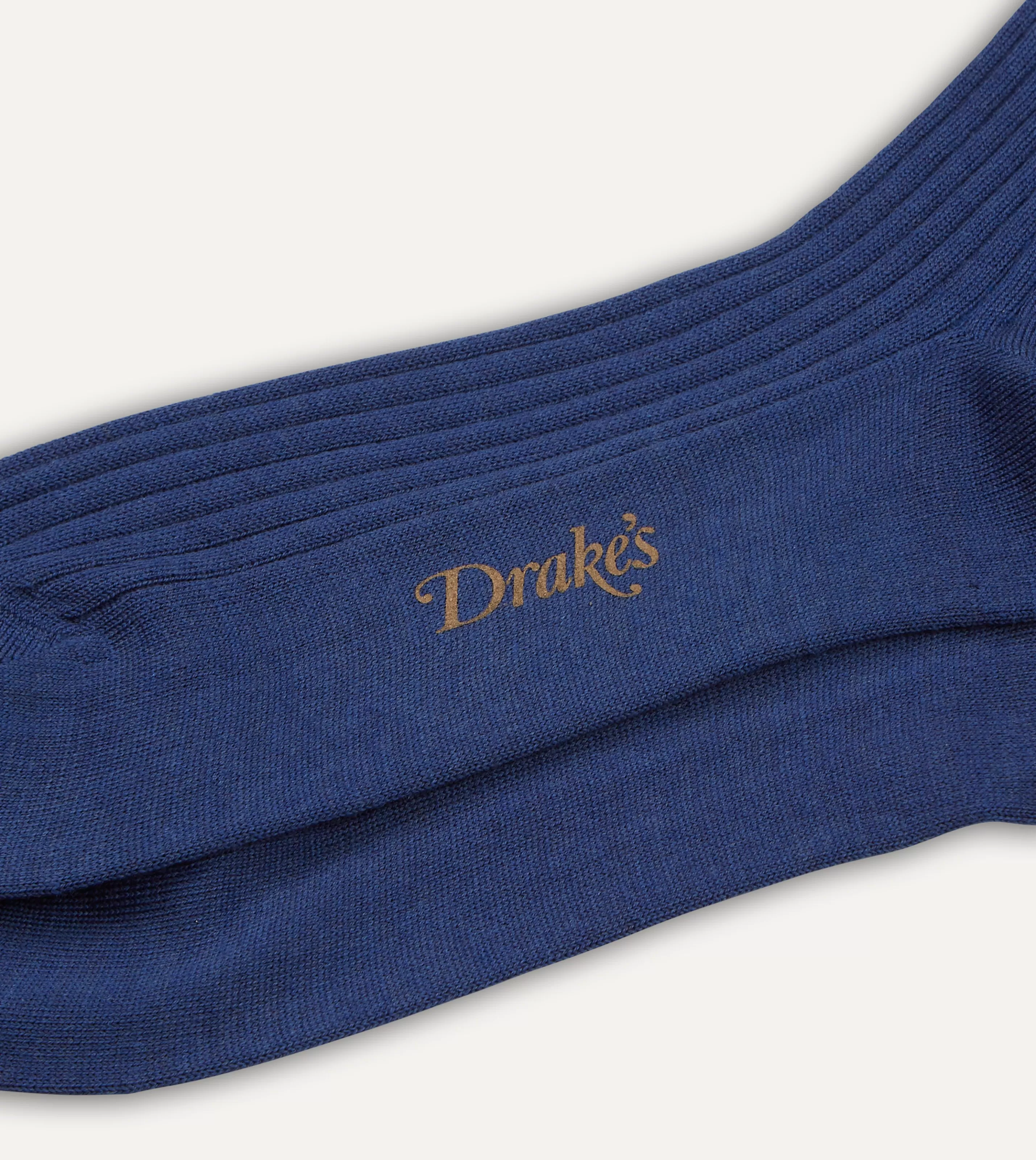 Drake’s Socks | Socks | Wool Over-the-Calf Socks Blue