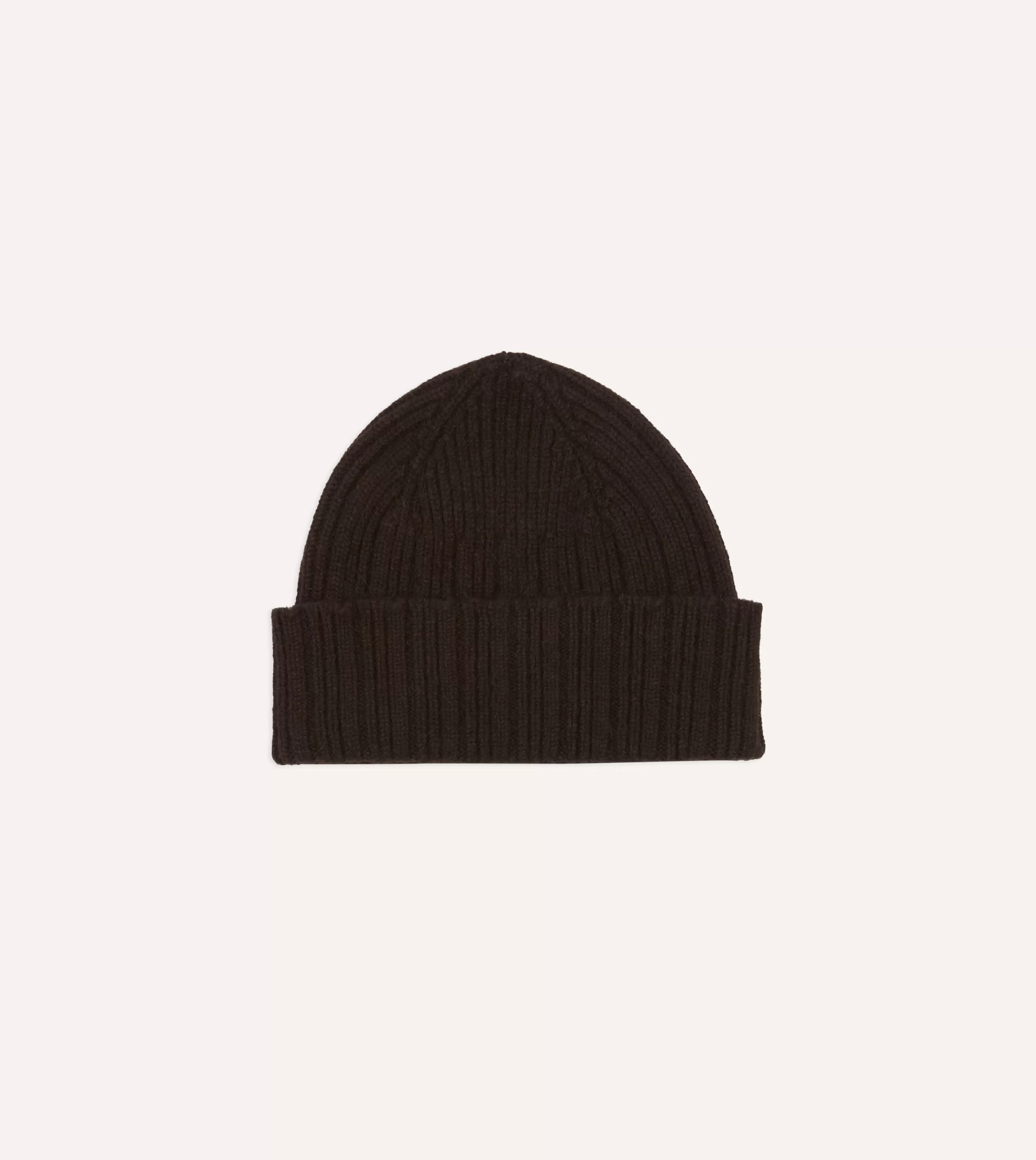 Drake’s Hats | Hats | Angora Lambswool Ribbed Knit Cap Brown