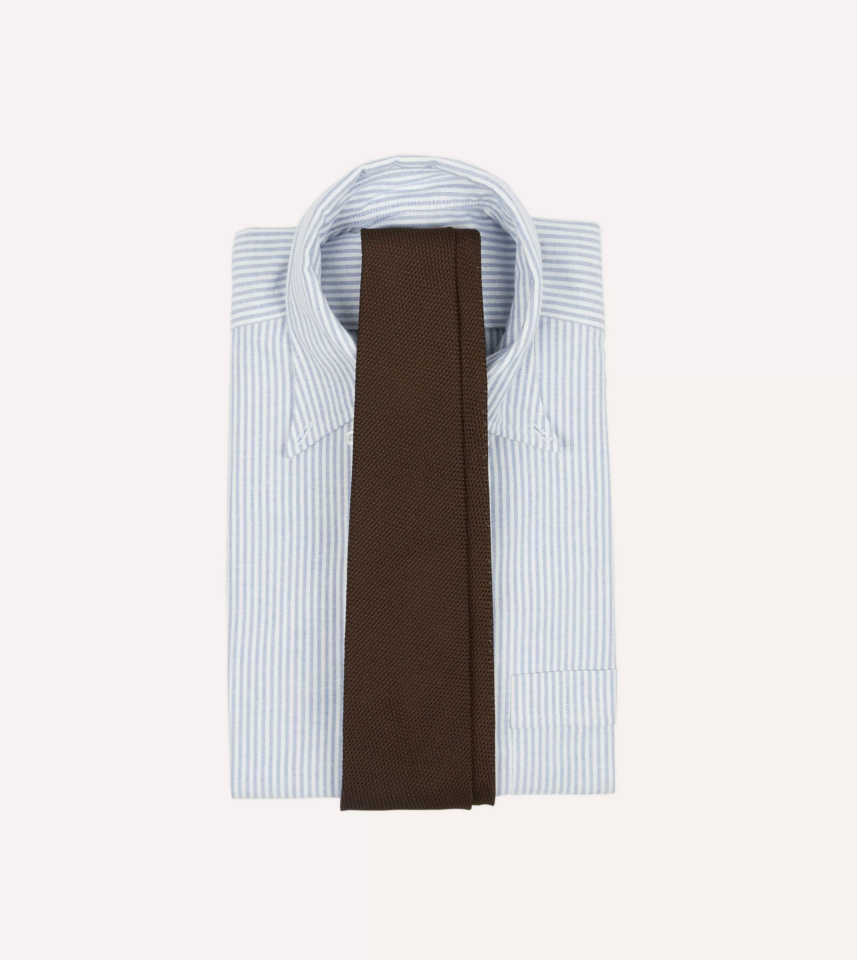 Drake’s Plain Ties | Brown Fine Woven Grenadine Silk Hand Rolled Tie