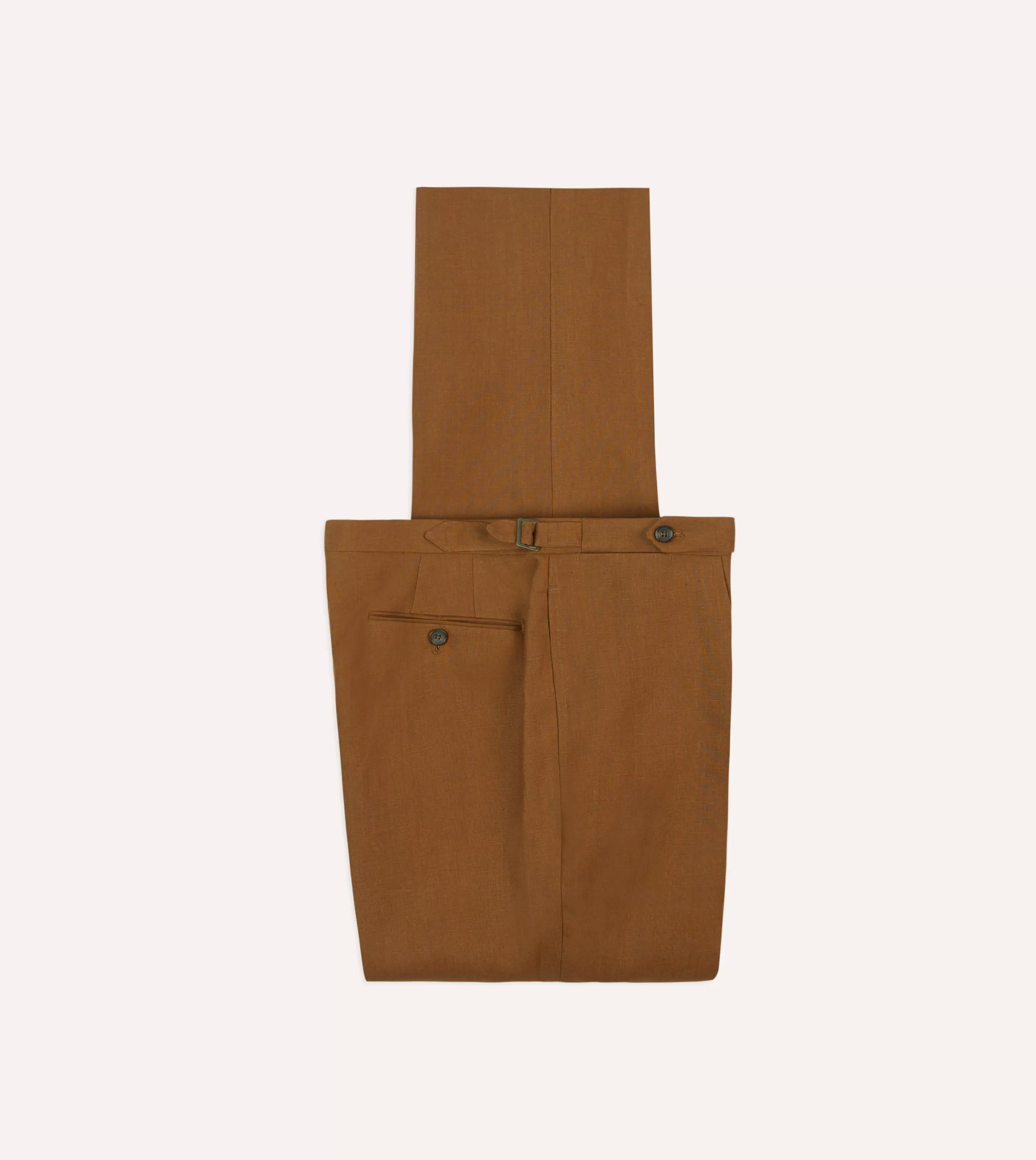 Drake’s Trousers | Irish Linen Single Pleat Trouser Brown