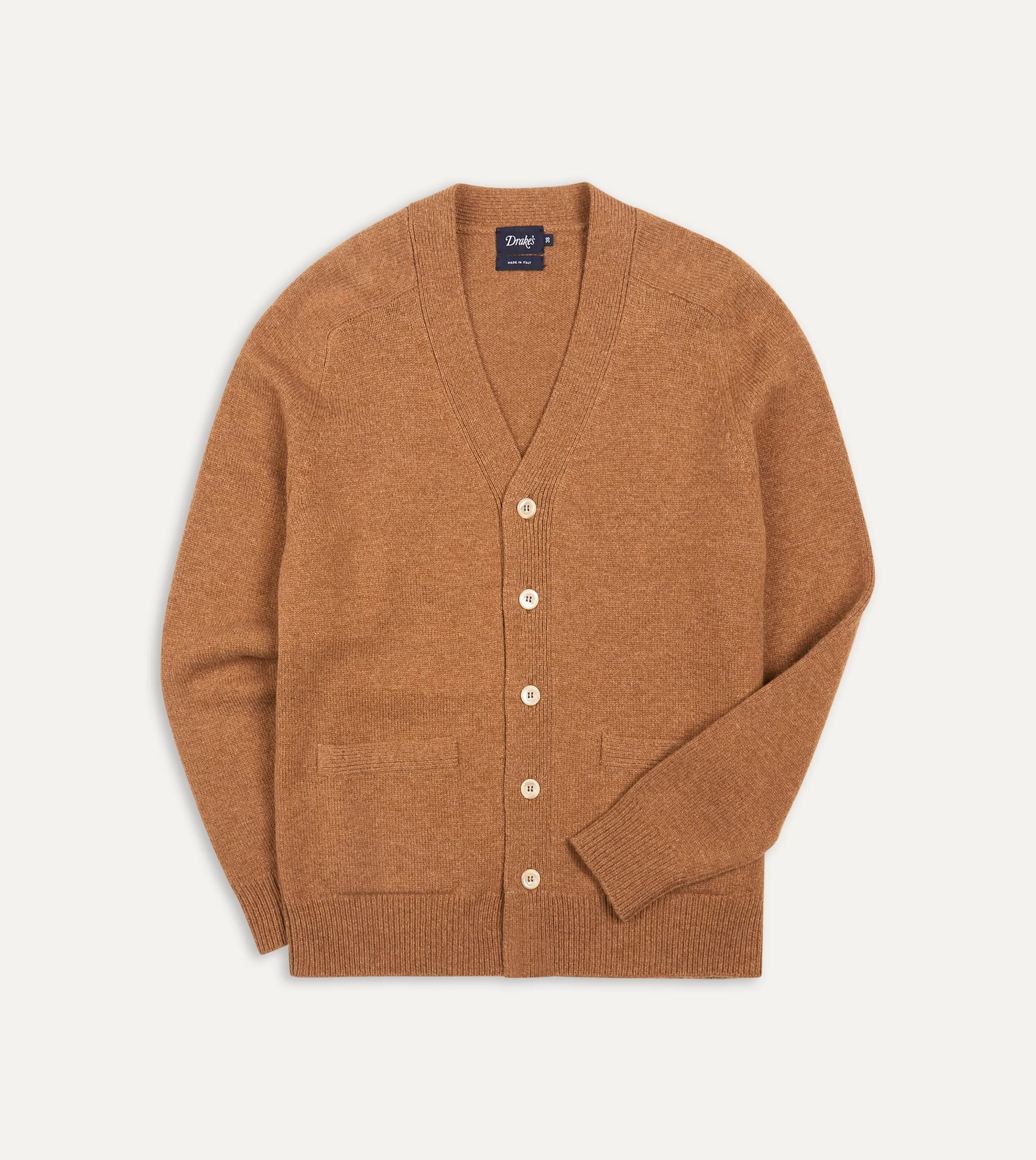 Drake’s Knitwear | Knitwear | Lambswool 6 Button Cardigan Brown