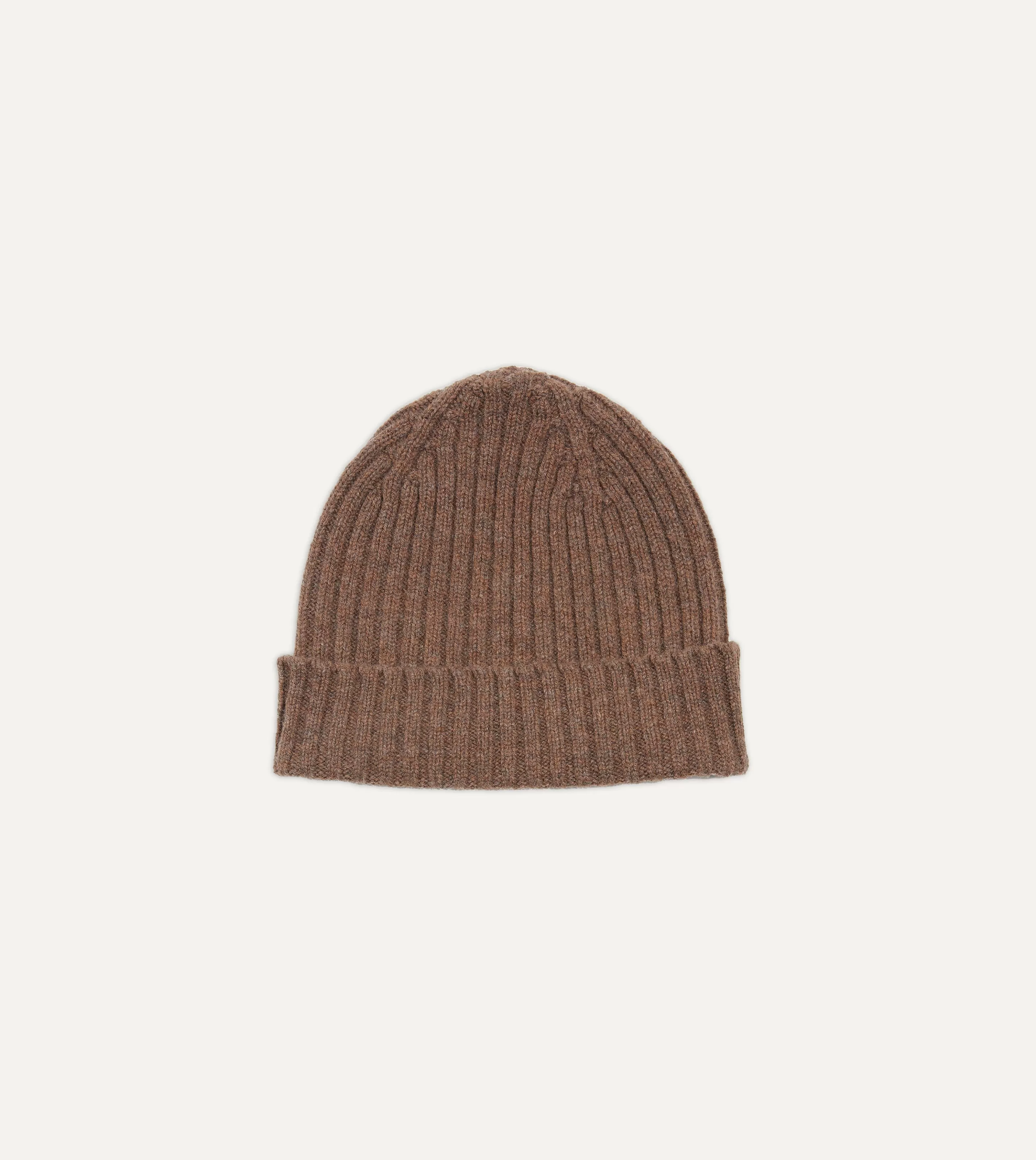 Drake’s Hats | Lambswool Ribbed Knit Cap Brown