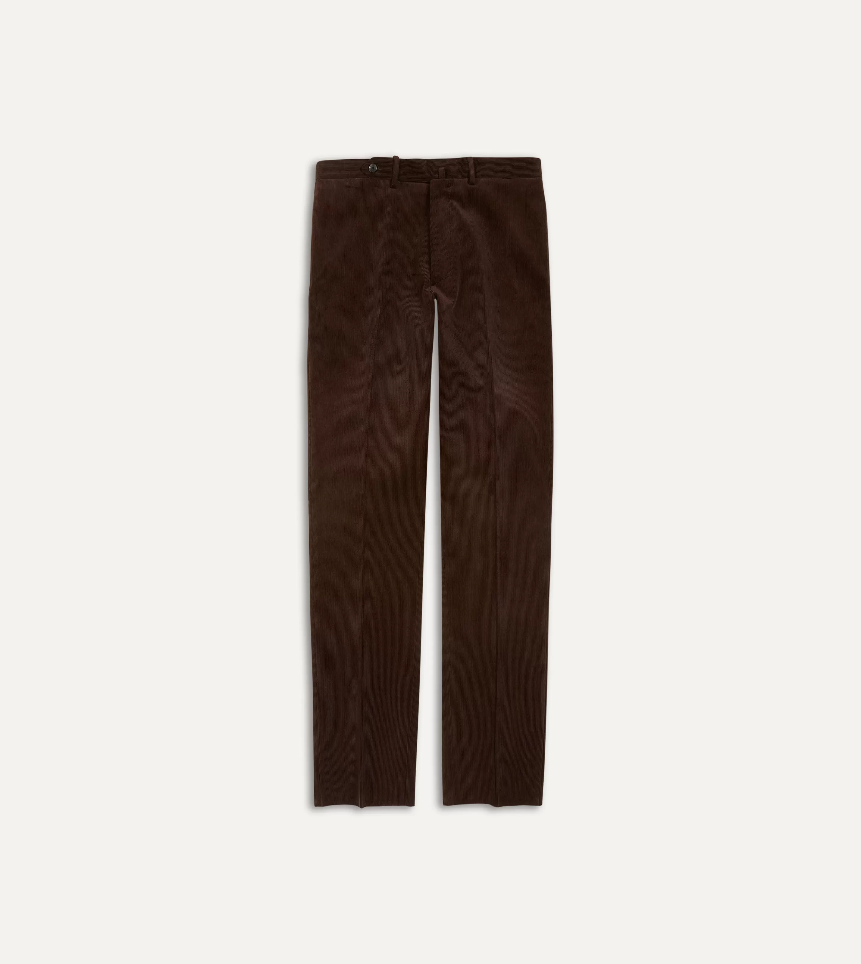 Drake’s Trousers | Trousers | Mid-Wale Corduroy Flat Front Trouser Brown