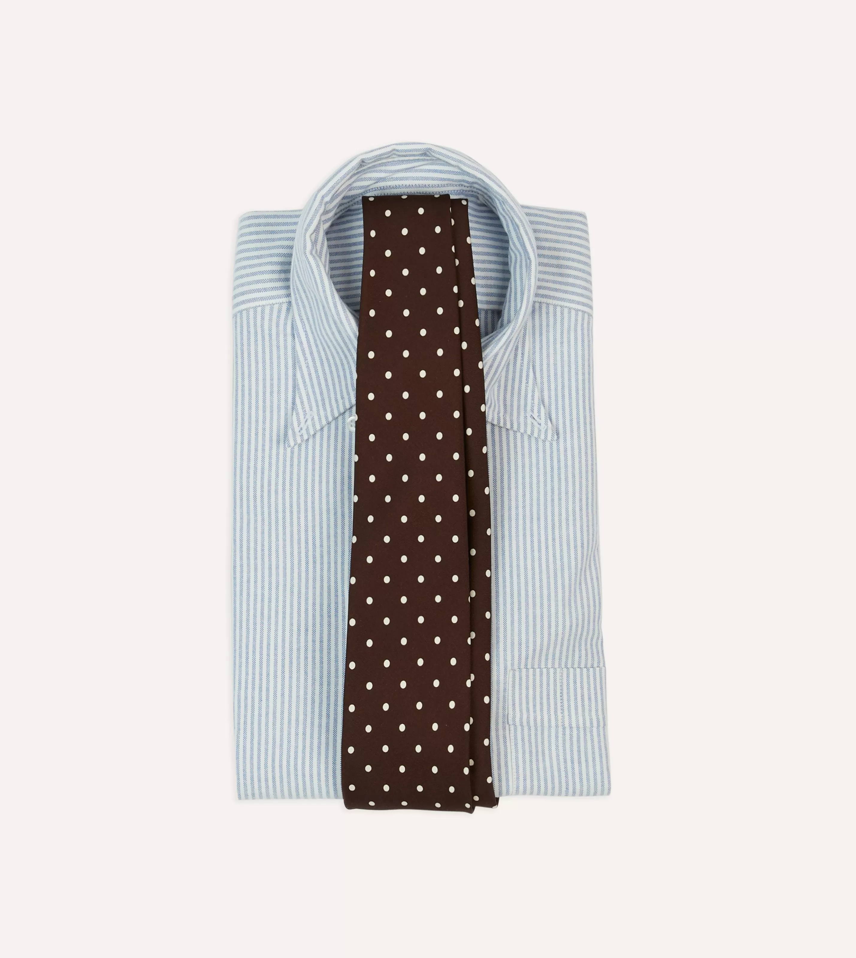 Drake’s Patterned Ties | Brown Polka Dot Silk Self-Tipped Tie