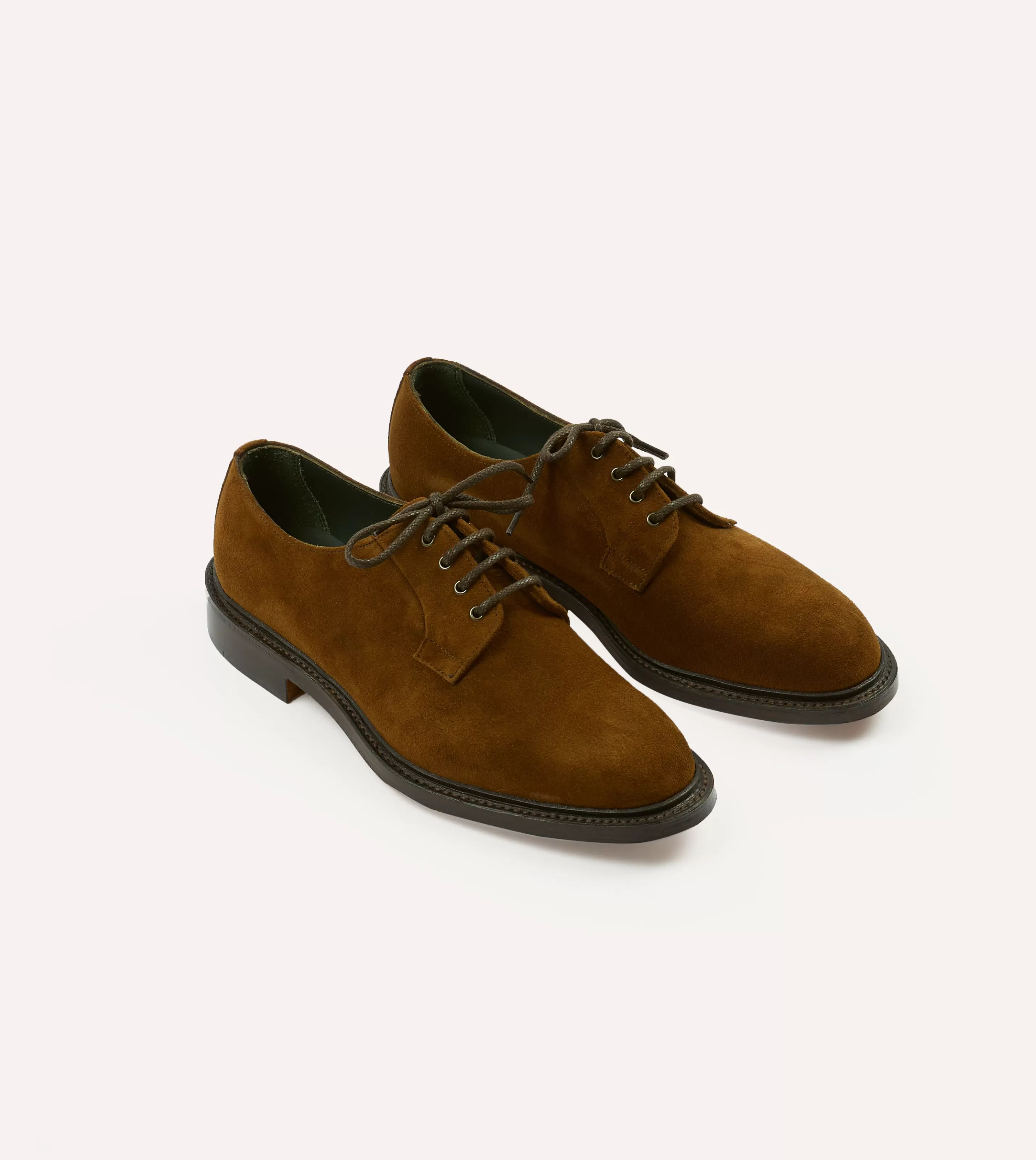 Drake’s Formal Footwear | Suede August Goodyear Welted Derby Shoe Brown