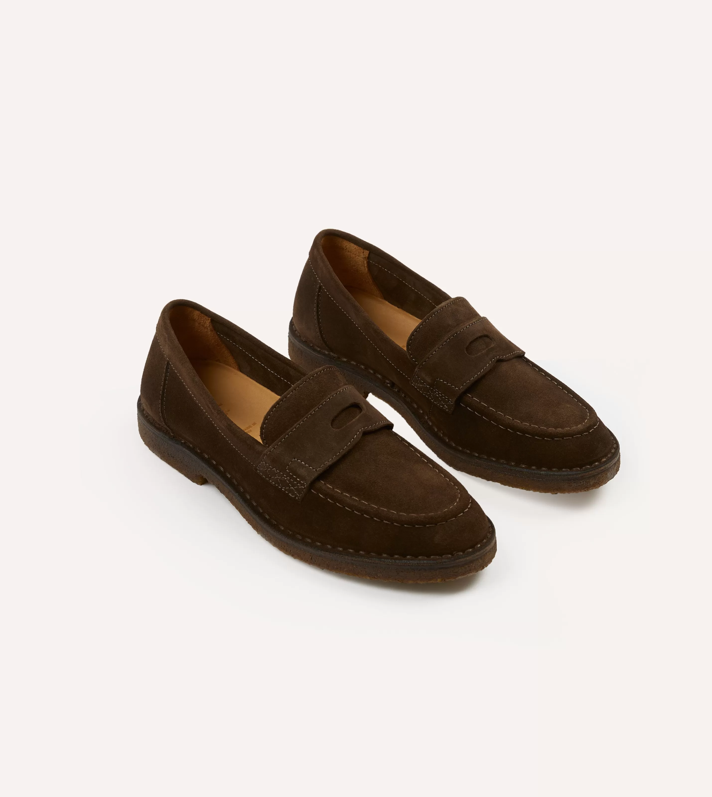 Drake’s Footwear | Loafers | Suede Canal Penny Loafer With Crepe Sole Brown