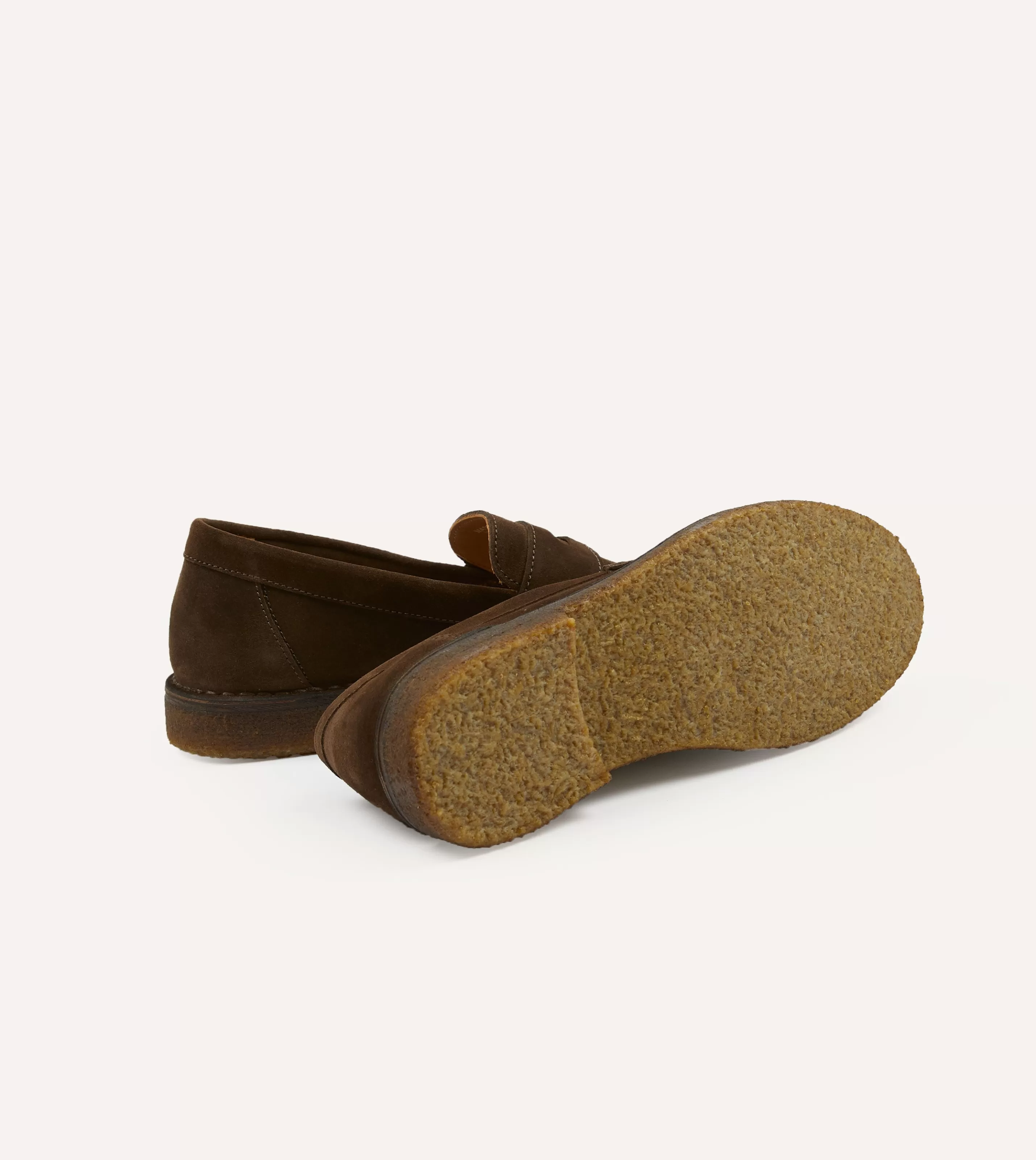 Drake’s Footwear | Loafers | Suede Canal Penny Loafer With Crepe Sole Brown