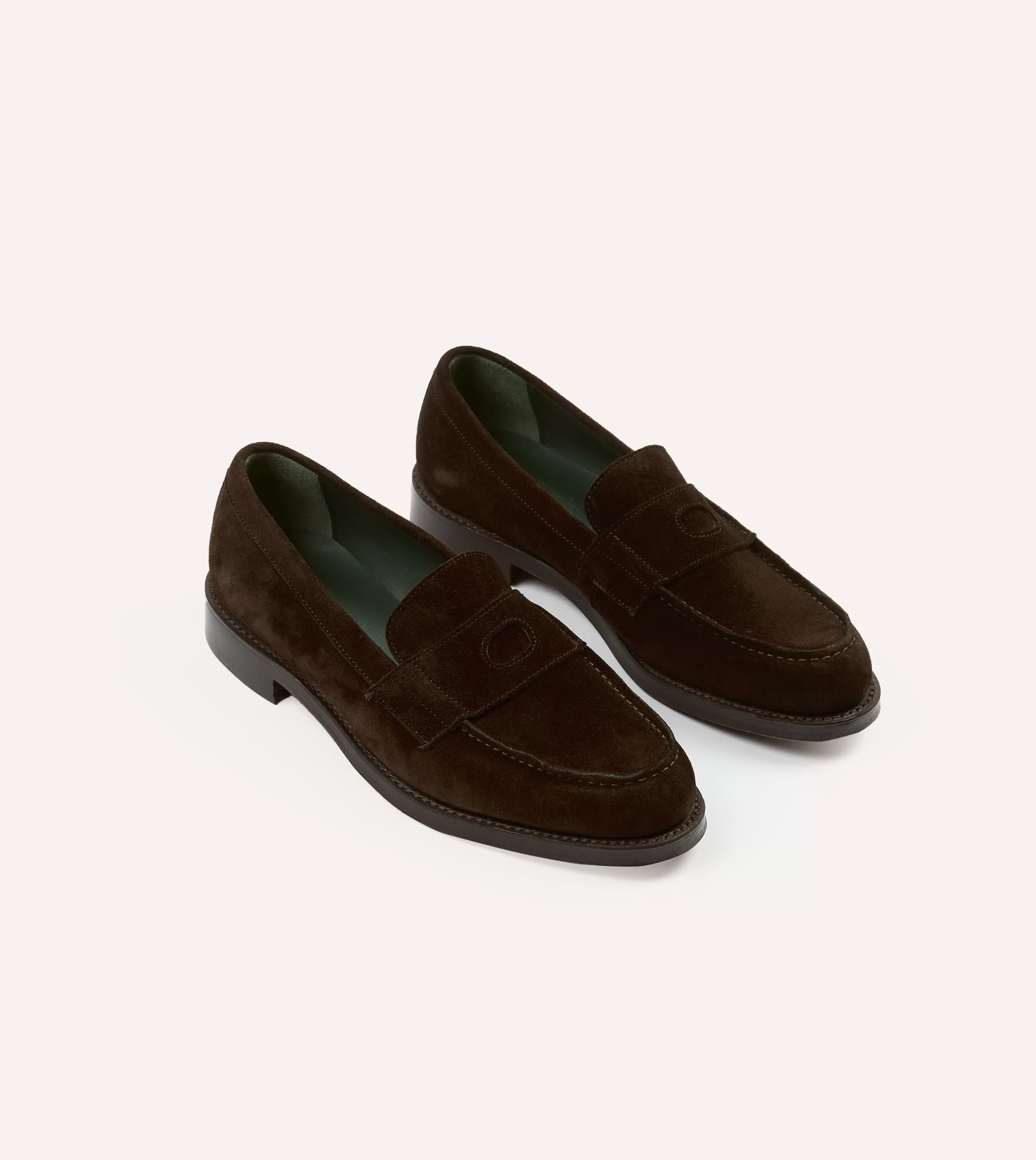 Drake’s Footwear | Loafers | Suede Charles Goodyear Welted Penny Loafer Brown