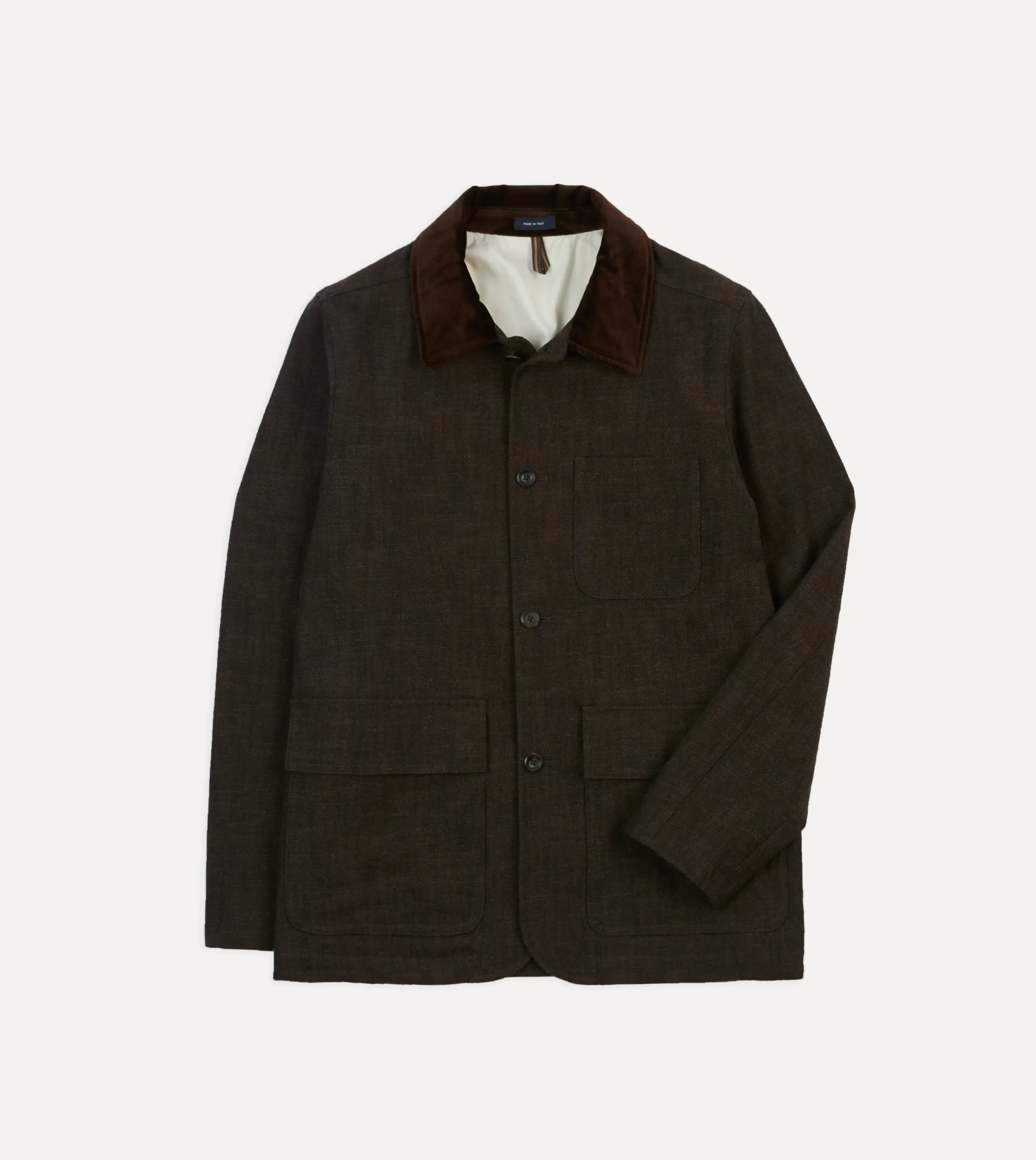 Drake’s Coats & Jackets | Chore Jackets | Brown Wool-Cotton Three-Pocket Chore Jacket