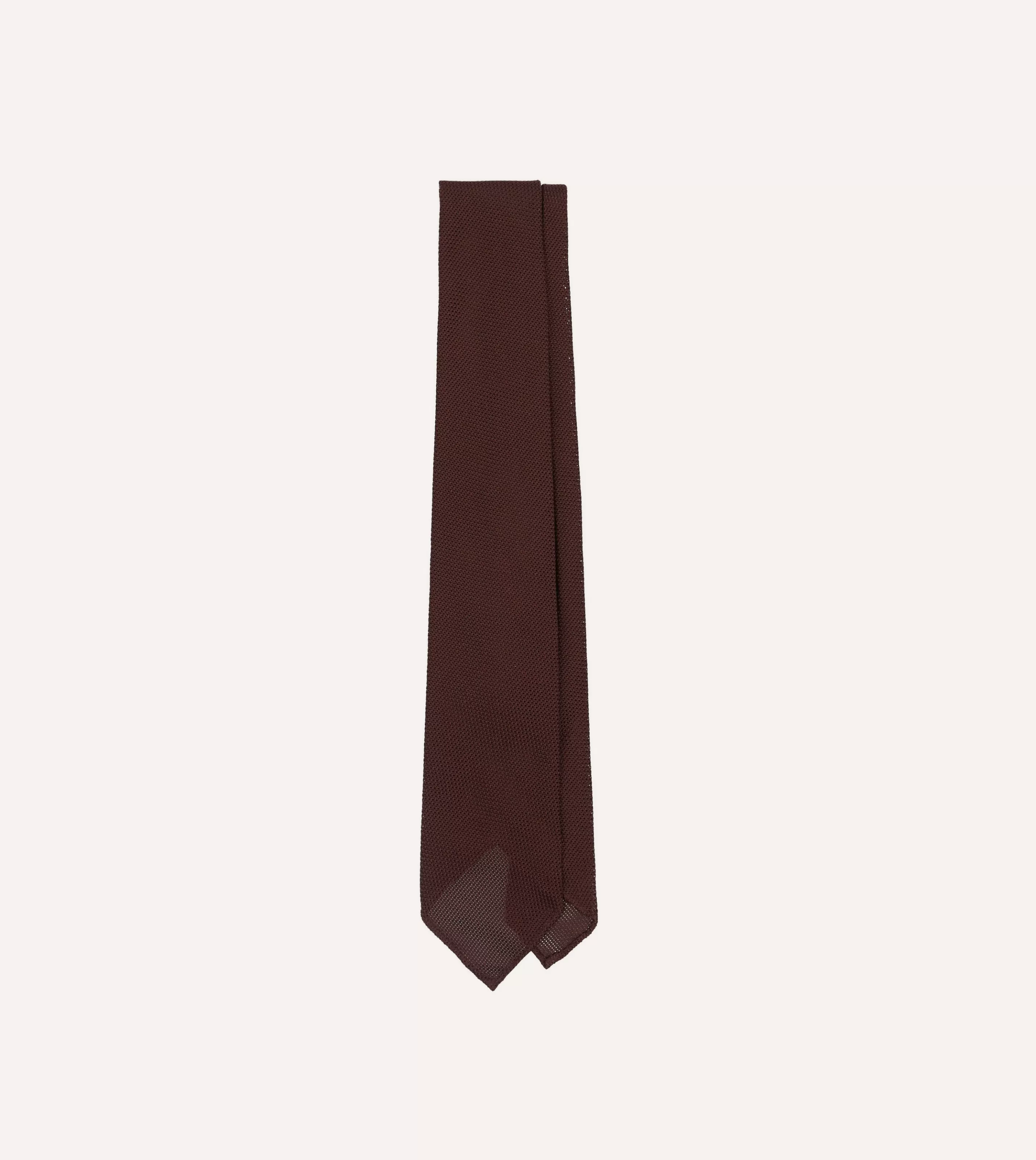 Drake’s Plain Ties | Burgundy Fine Woven Grenadine Silk Hand Rolled Tie