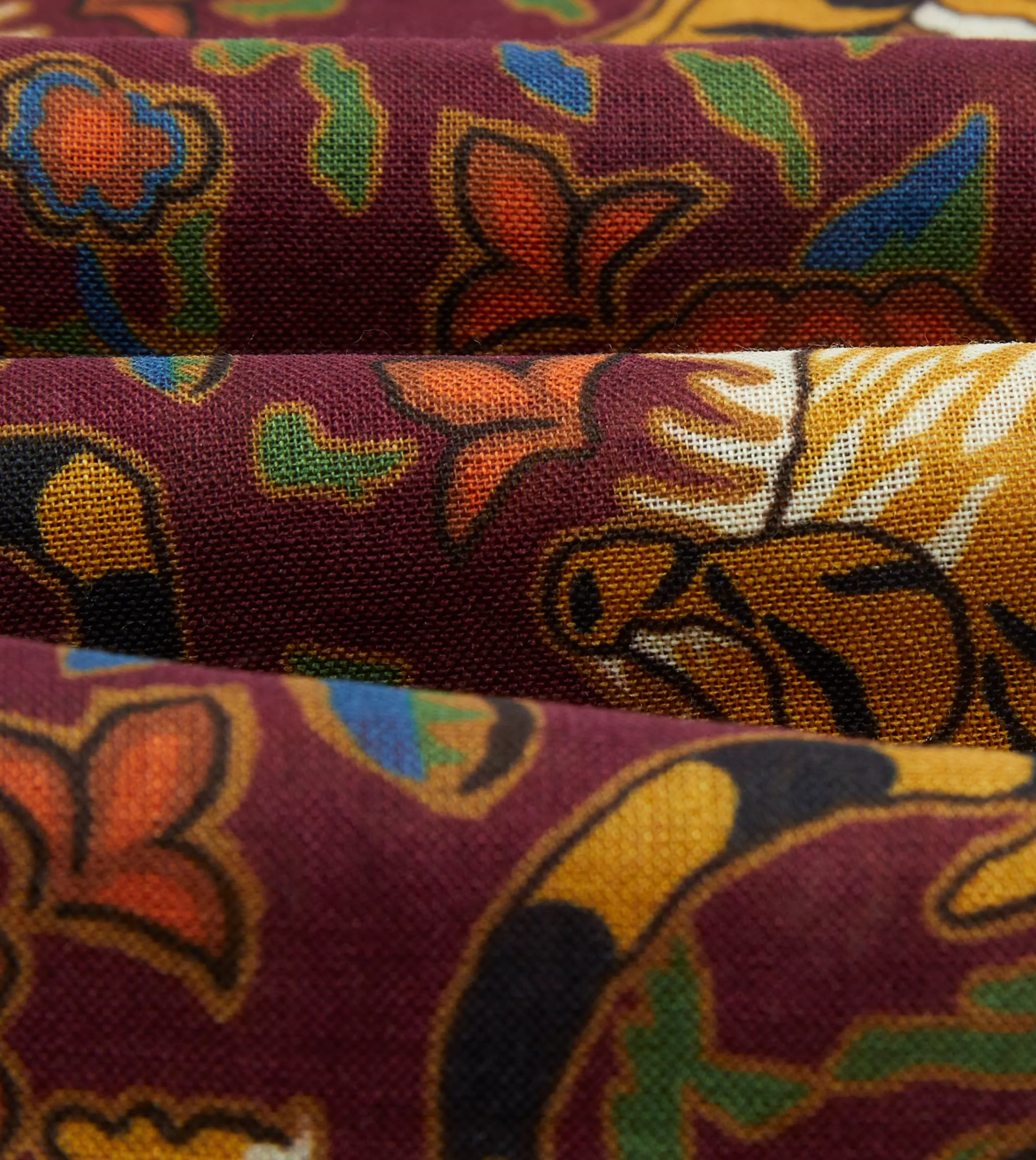 Drake’s Scarves | Burgundy Jumbo Tiger Print Wool-Silk Scarf