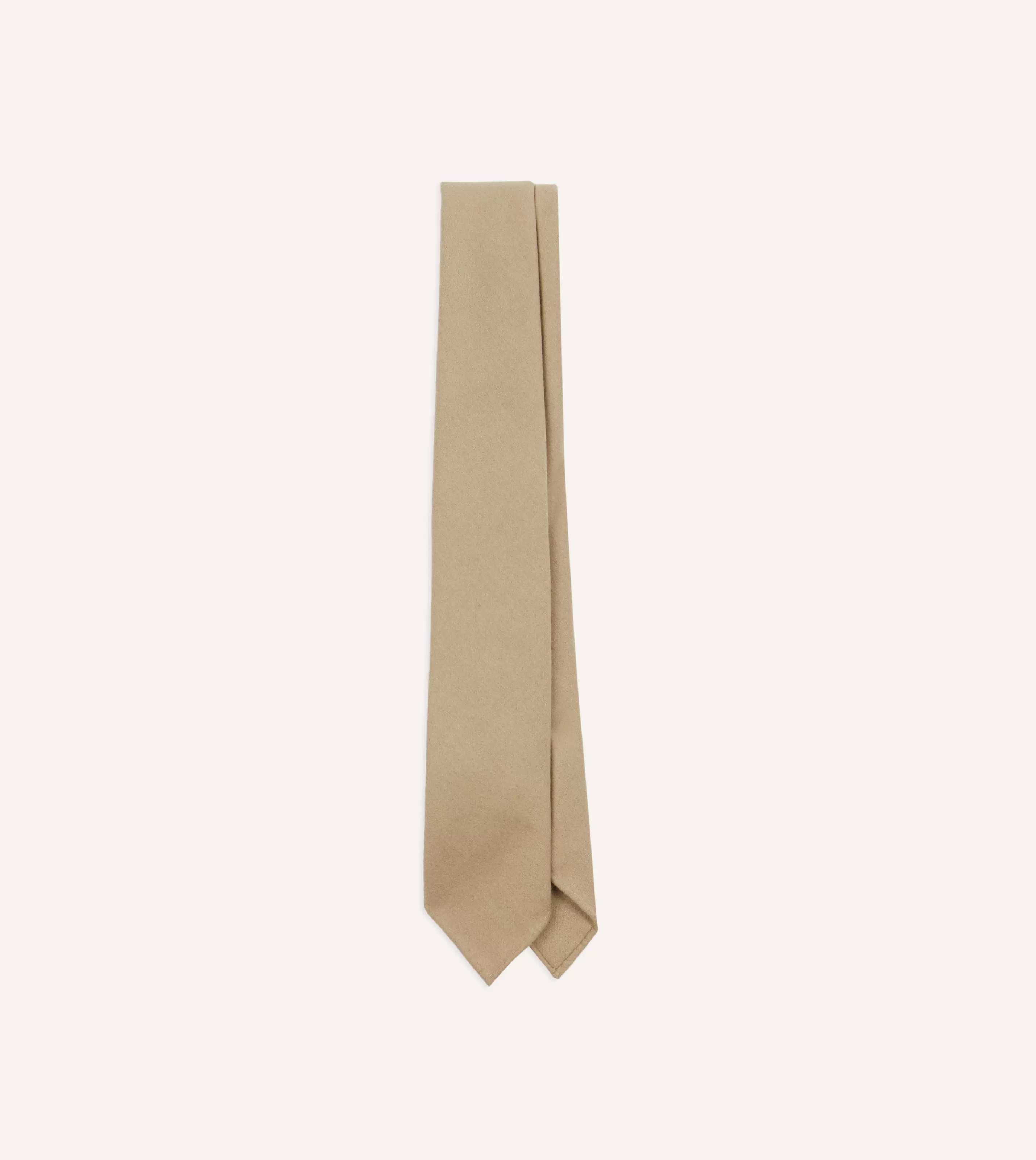 Drake’s Plain Ties | Camel Super Fine Merino Wool Self Tipped Tie