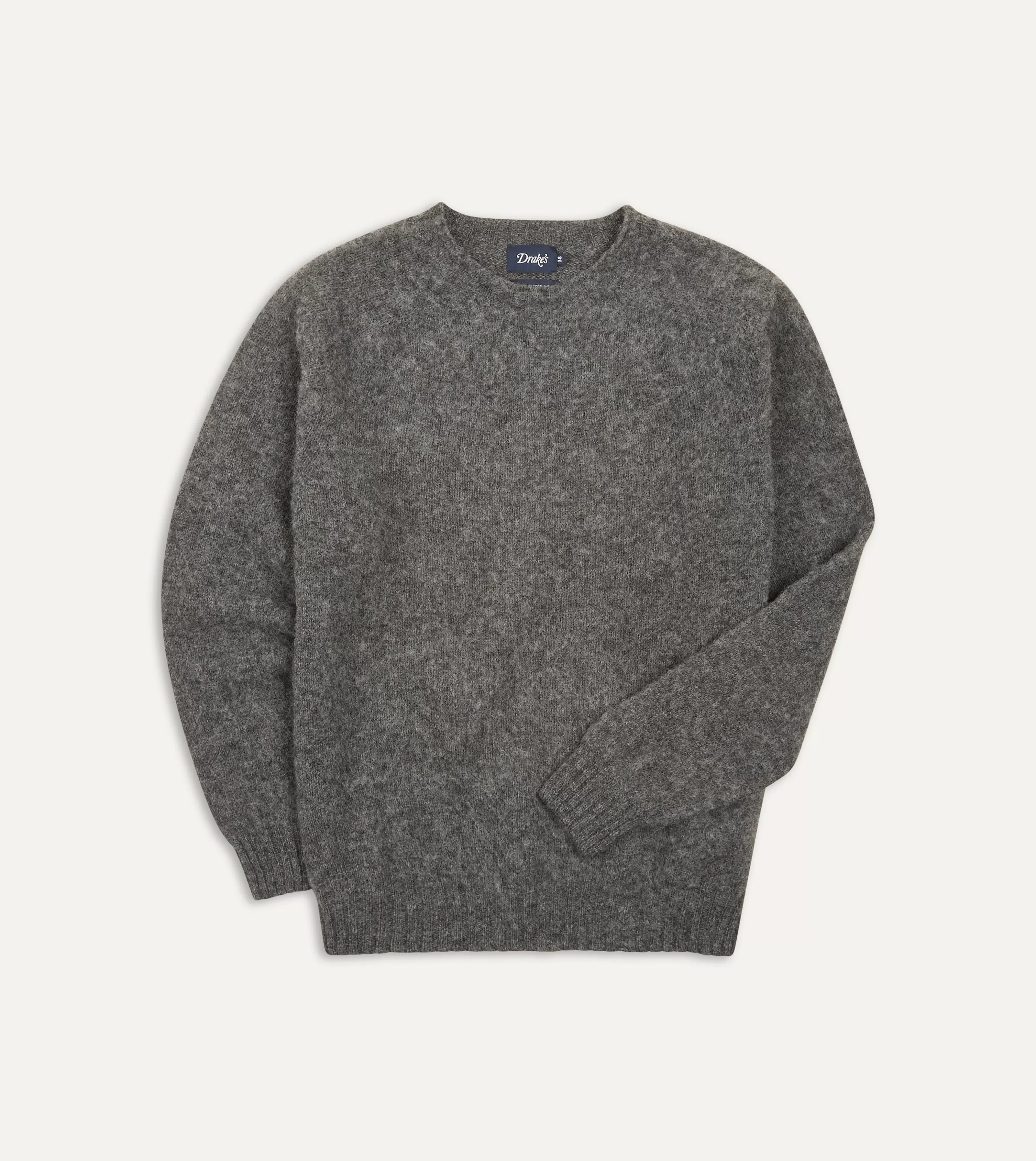 Drake’s Knitwear | Knitwear | Brushed Shetland Crew Neck Jumper Charcoal