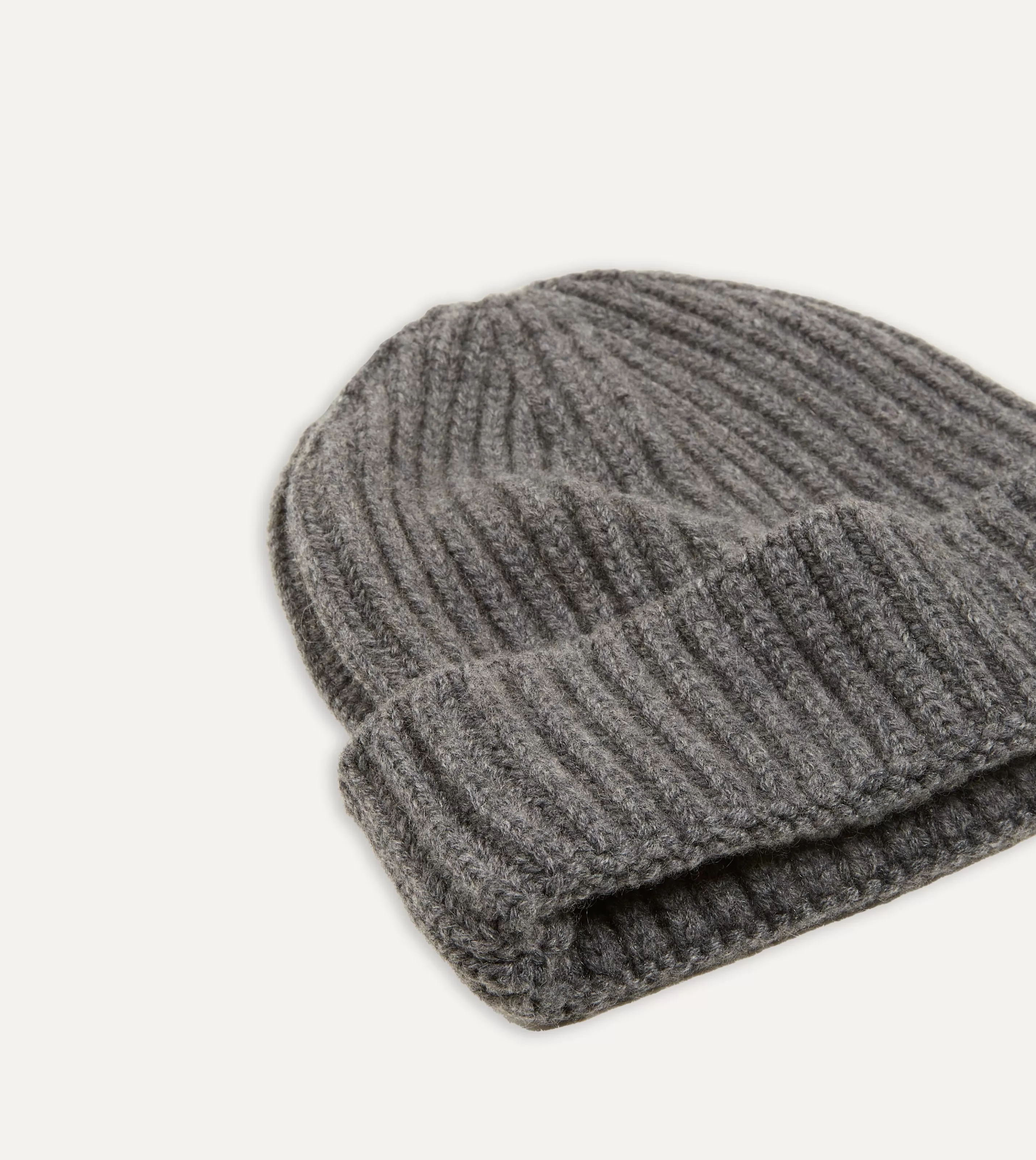 Drake’s Hats | Hats | Charcoal Cashmere Ribbed Knit Cap