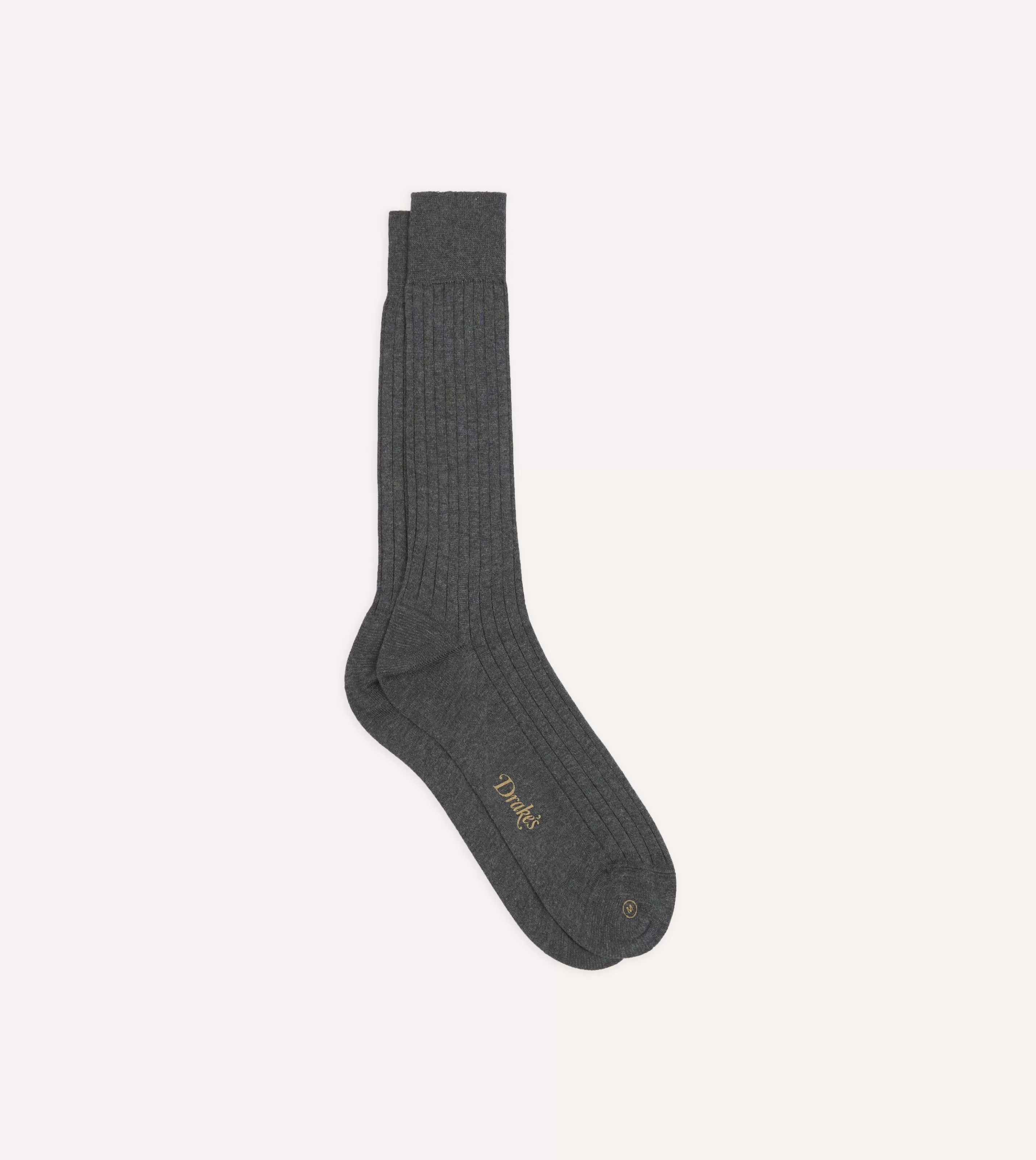 Drake’s Socks | Socks | Cotton Mid-Calf Socks Charcoal