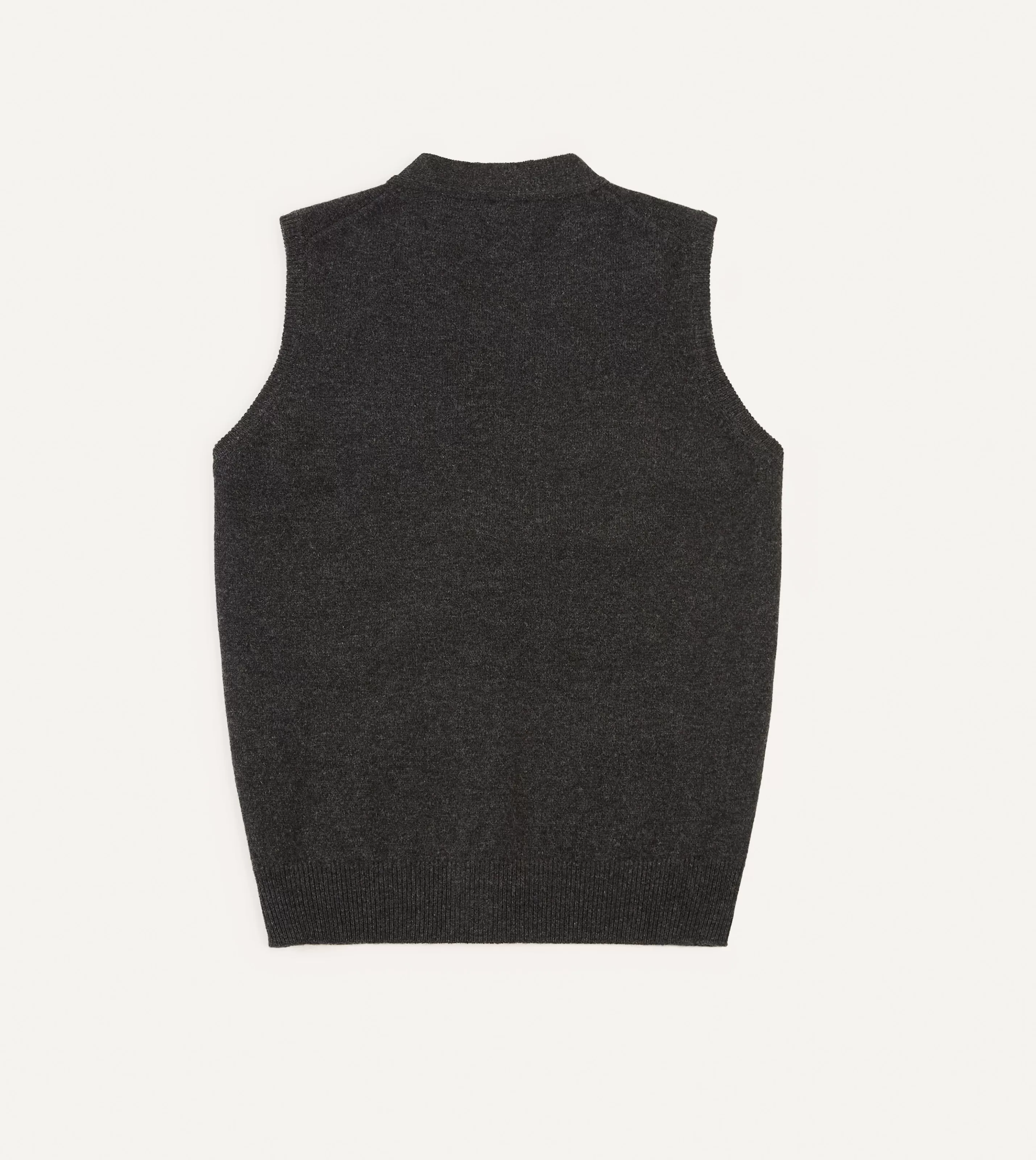 Drake’s Knitwear | Knitwear | Lambswool Sleeveless Cardigan Charcoal