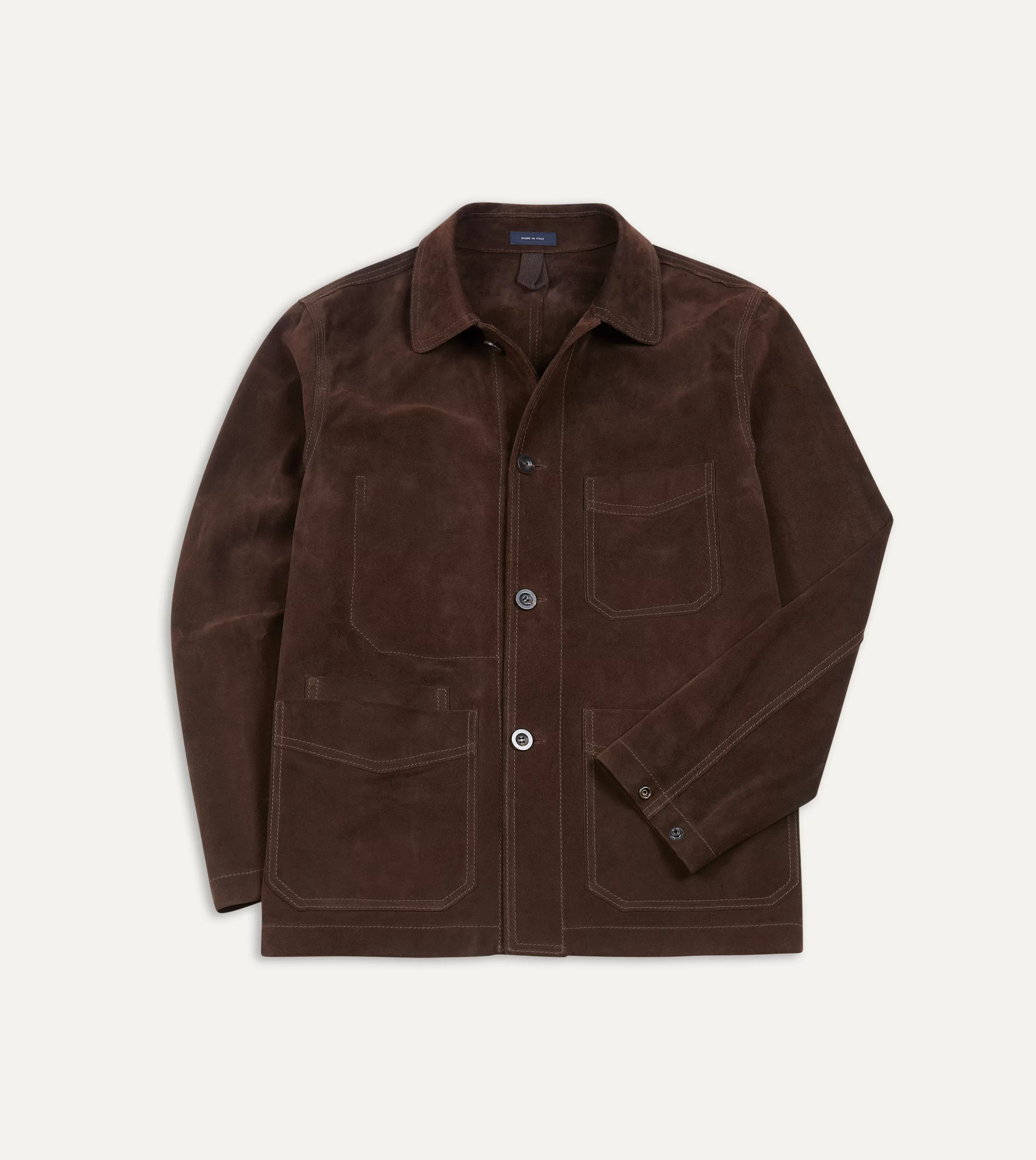 Drake’s Coats & Jackets | Chore Jackets | Heavyweight Suede Five-Pocket Chore Jacket Chocolate brown