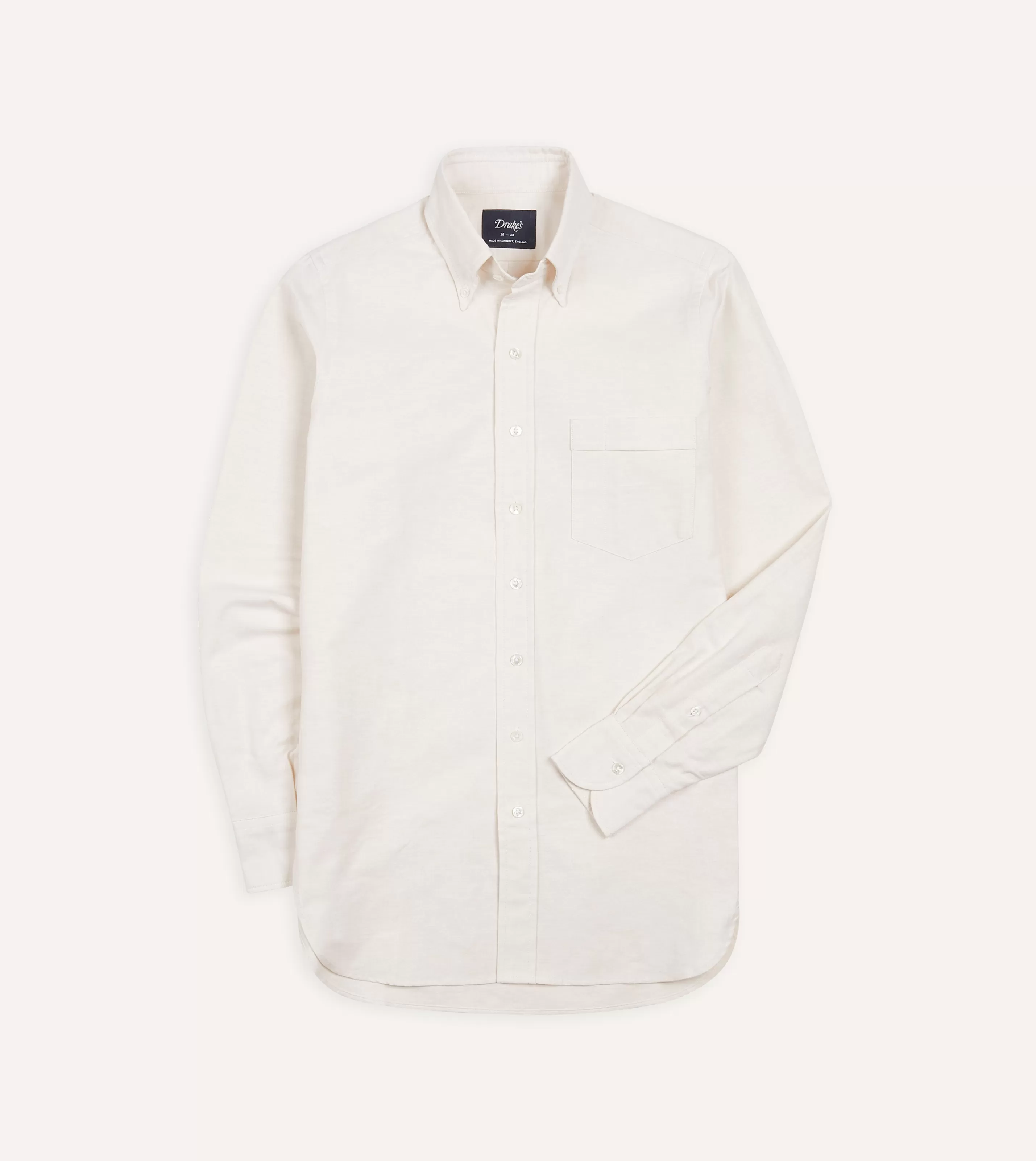 Drake’s Shirts | Formal Shirts | Cotton Oxford Cloth Button-Down Shirt Cream