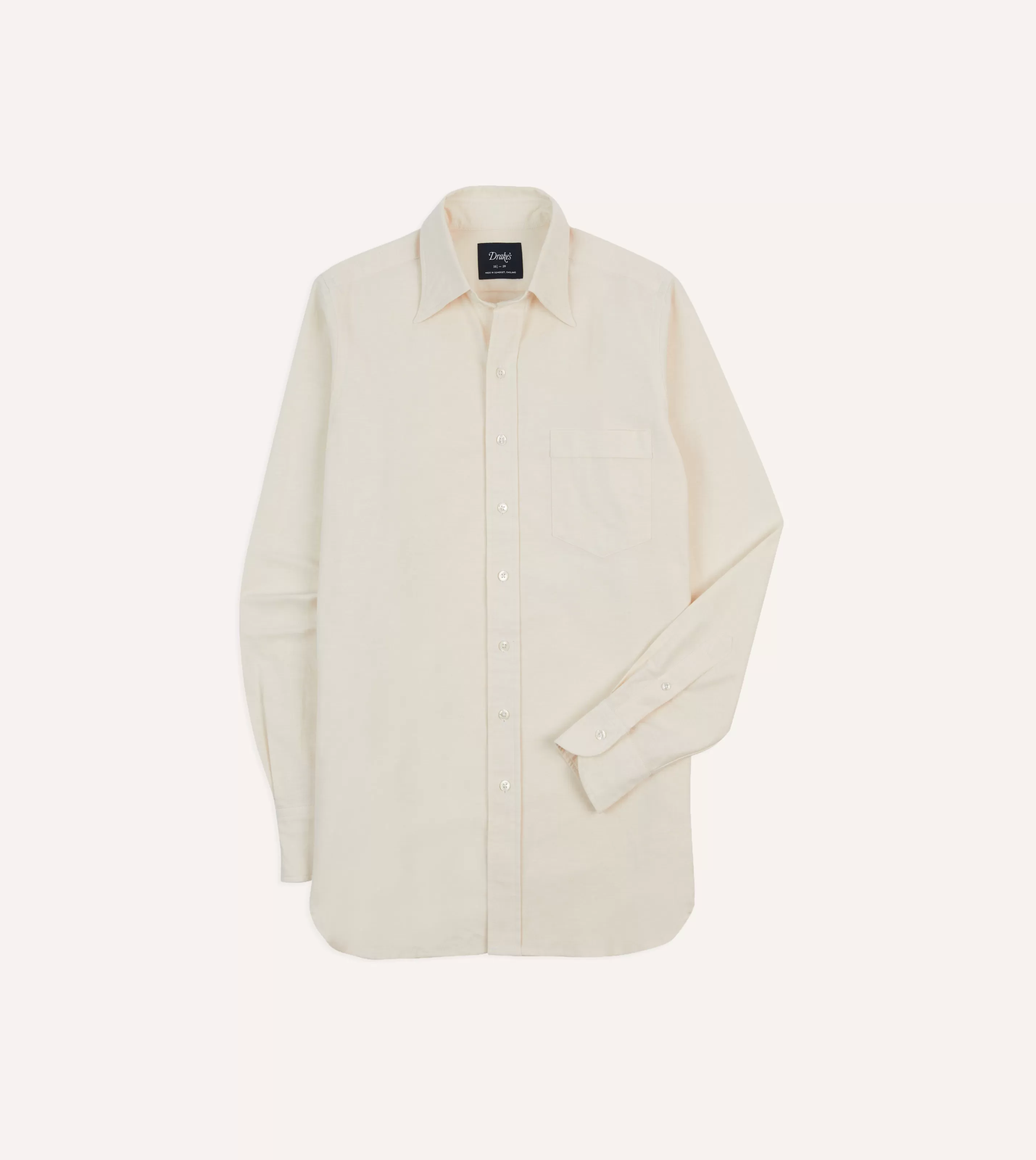 Drake’s Shirts | Formal Shirts | Cotton Oxford Cloth Long Point Collar Shirt Cream