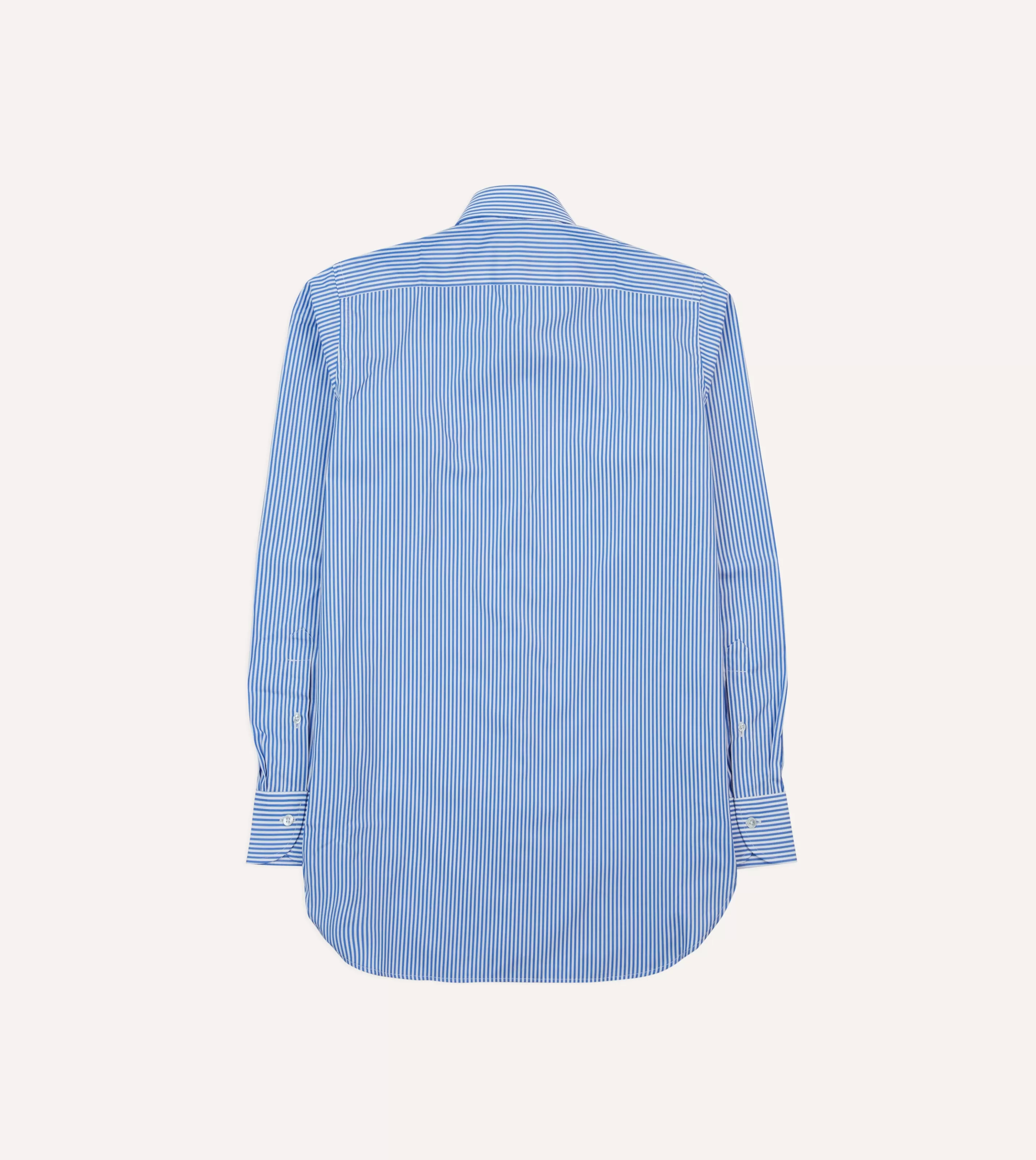 Drake’s Shirts | Formal Shirts | And White Bengal Stripe Spread Collar Cotton Poplin Shirt Dark blue