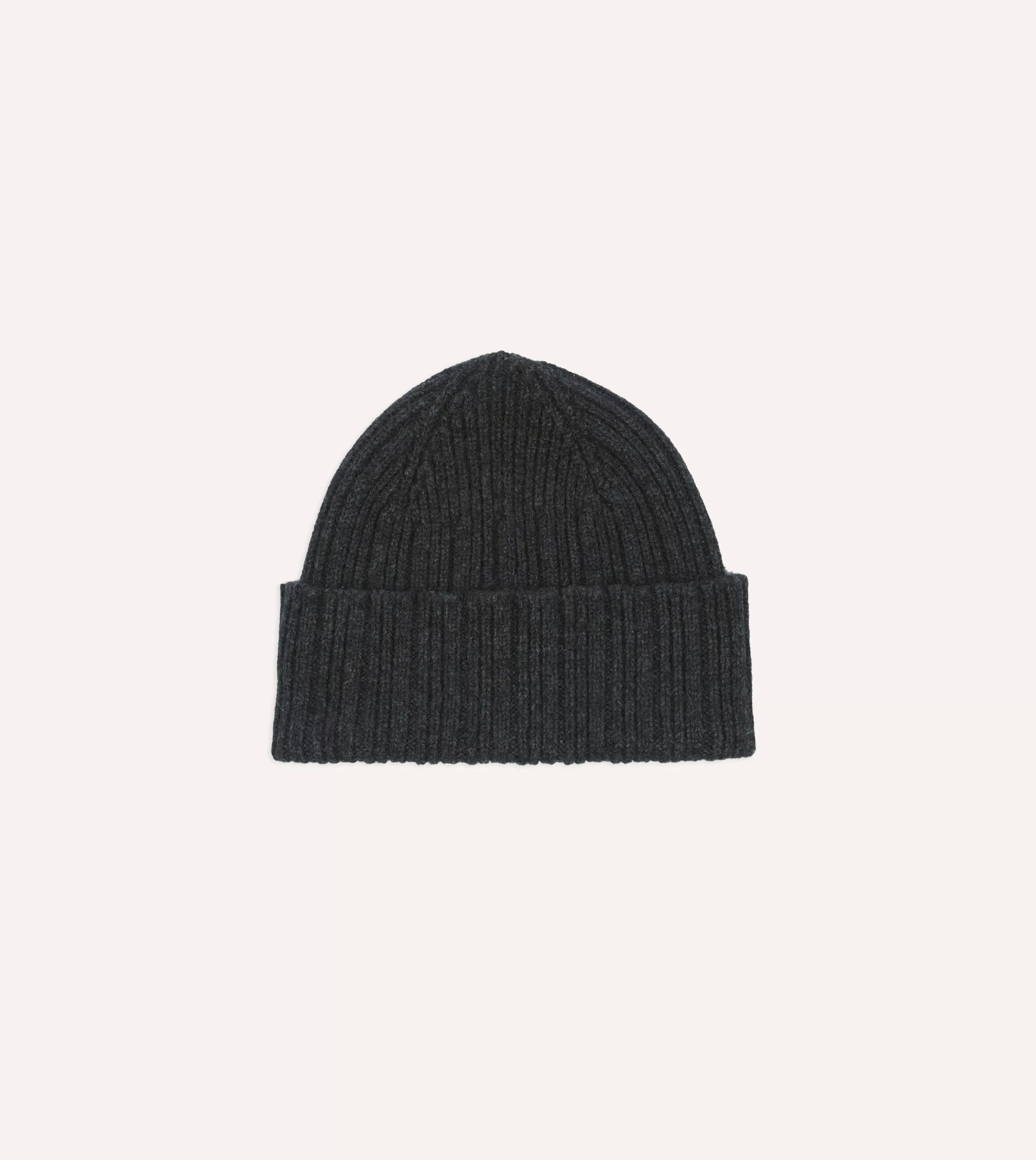 Drake’s Hats | Hats | Angora Lambswool Ribbed Knit Cap Dark grey