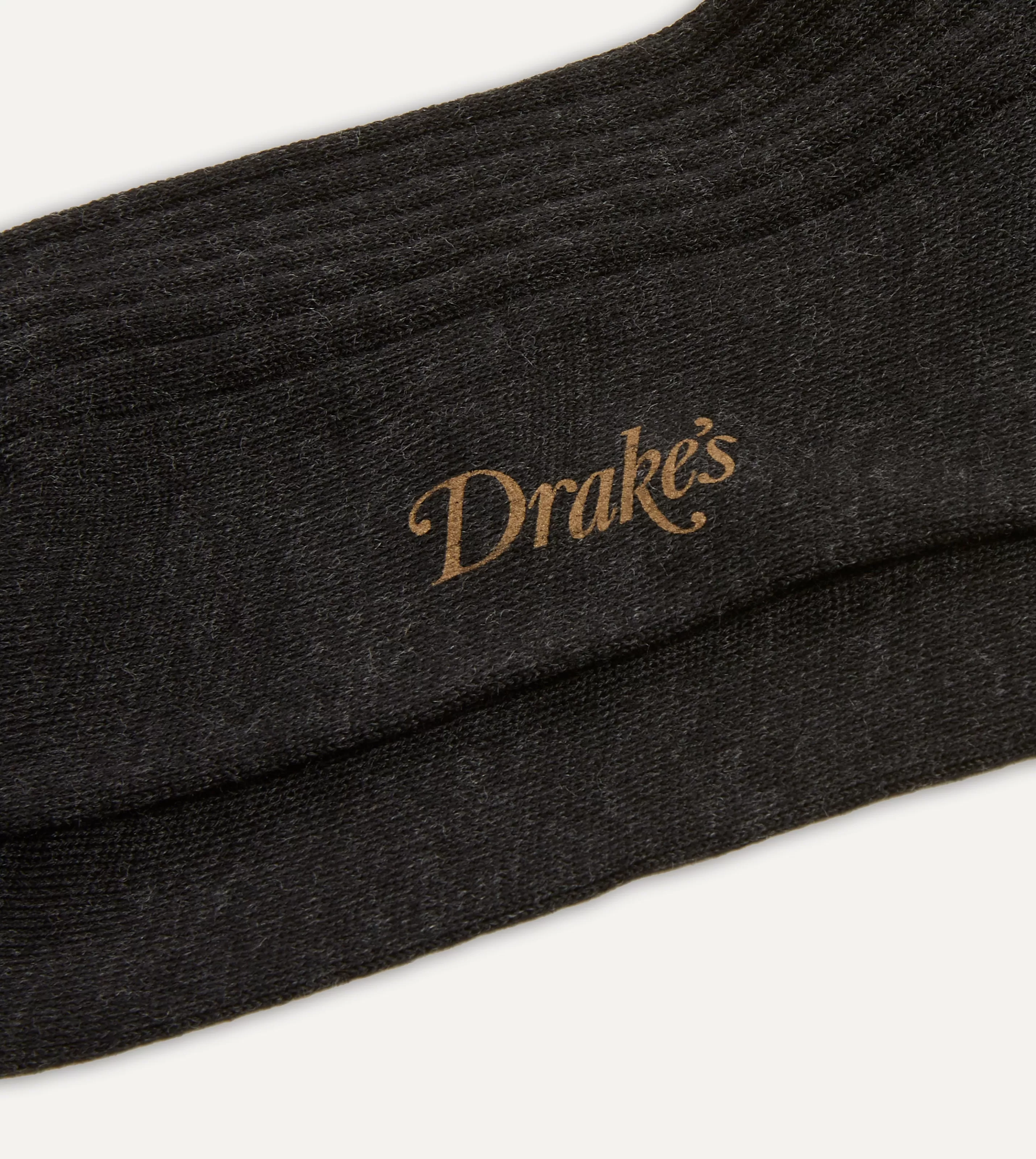 Drake’s Socks | Socks | Wool Over-The-Calf Sock Dark grey