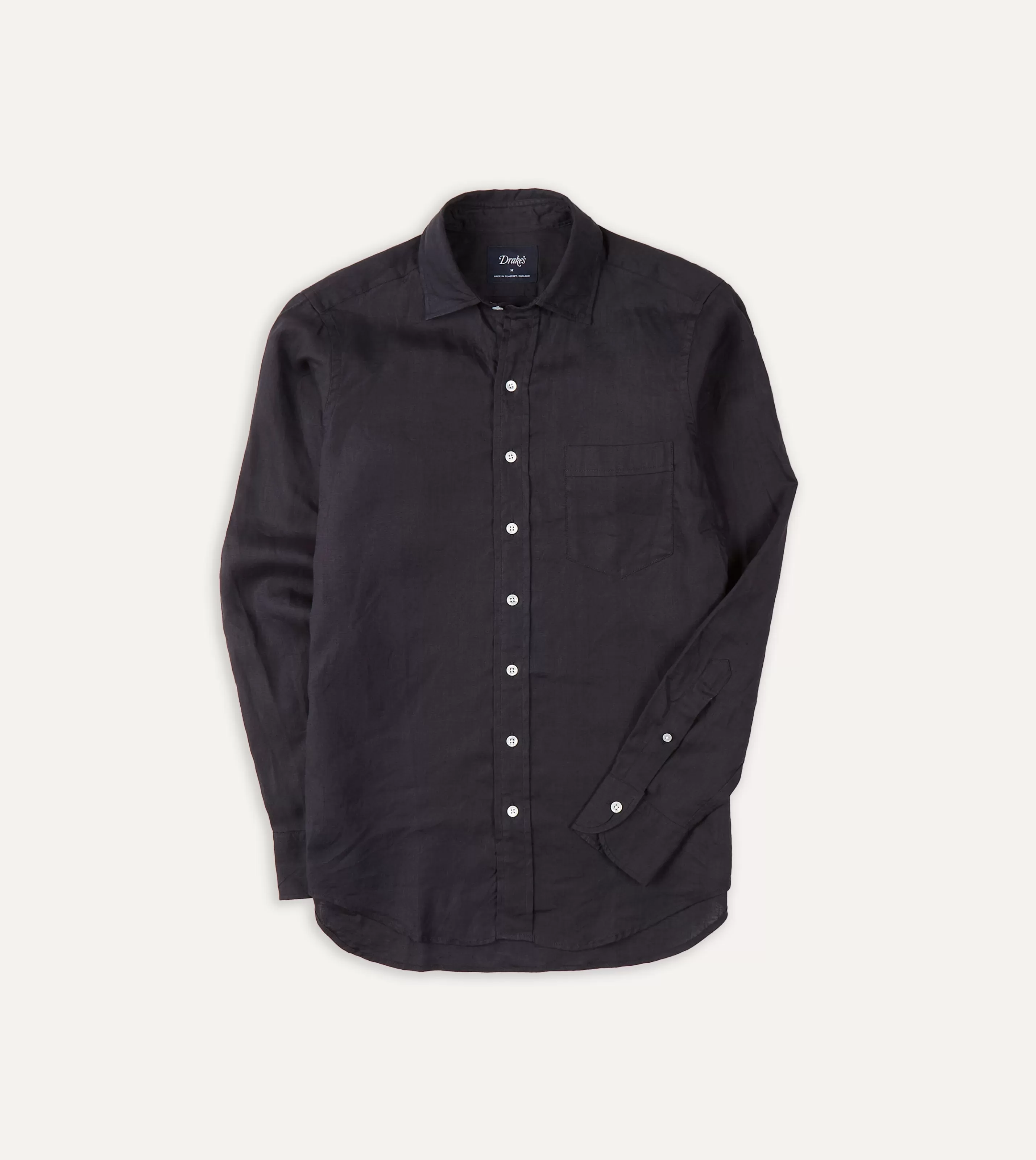 Drake’s Shirts | Casual Shirts | Linen Spread Collar Shirt Dark navy