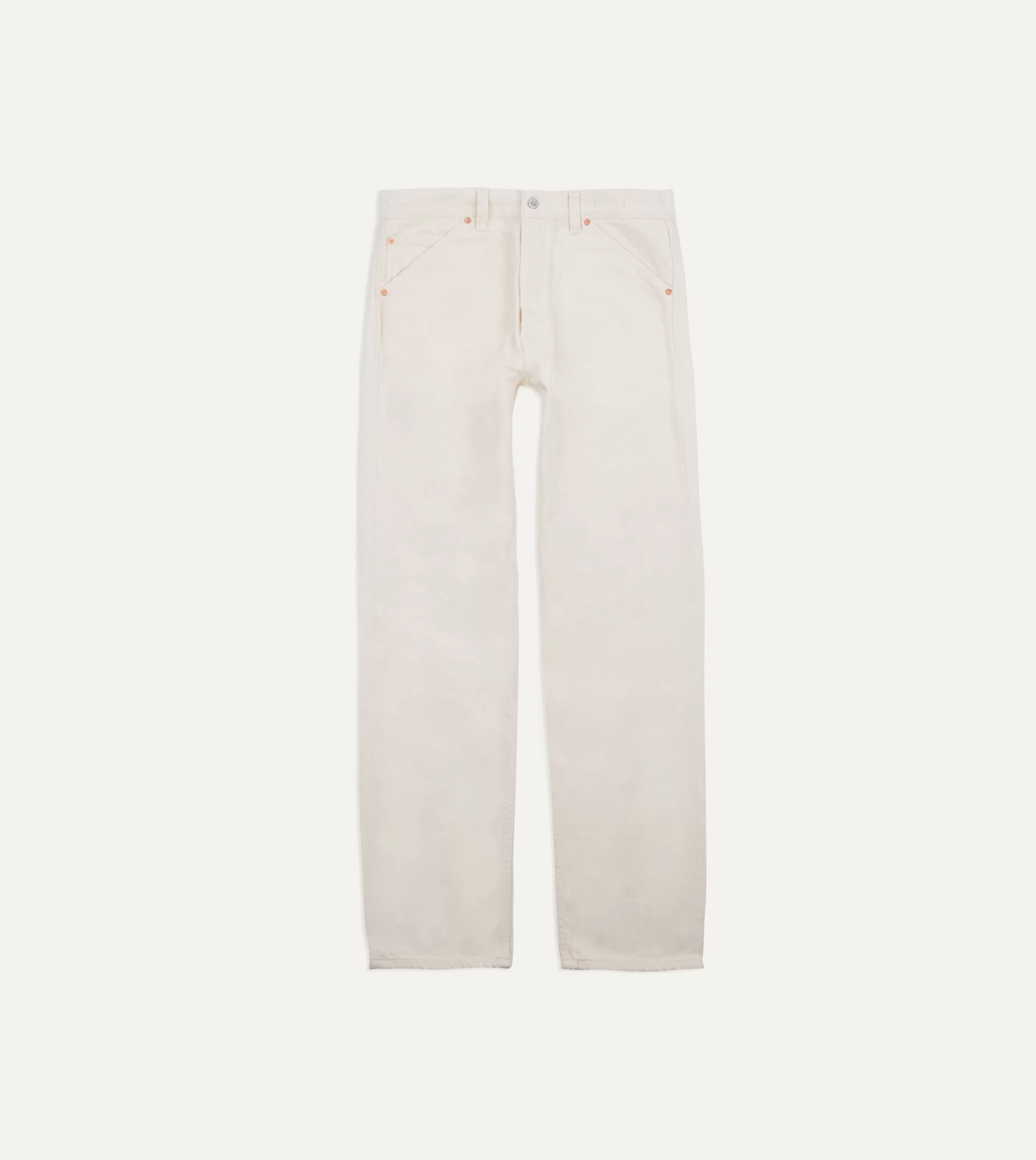 Drake’s Trousers | Denim | Ecru 12.7oz Selvedge Denim Tonal Stitch Five-Pocket Jeans