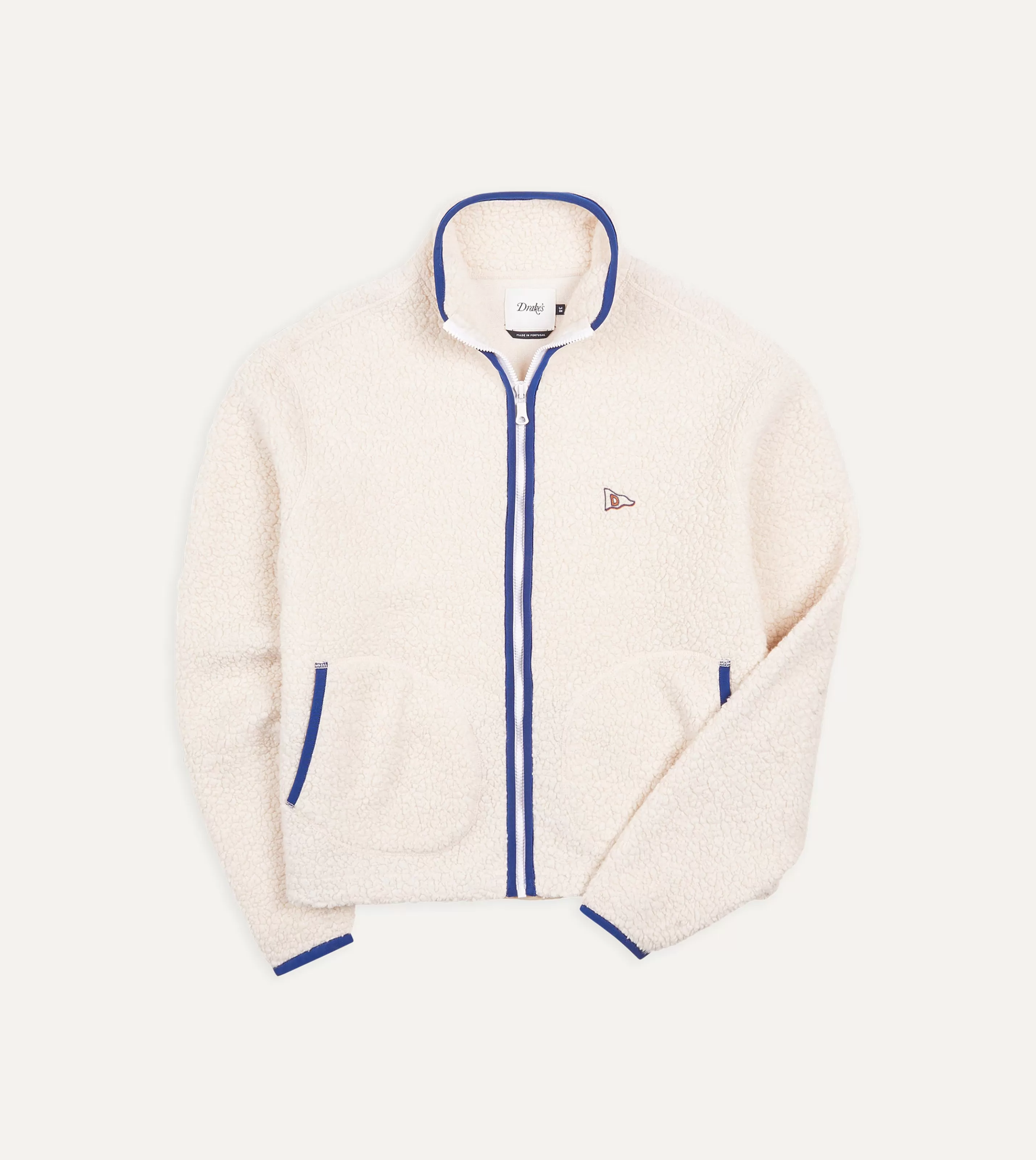 Drake’s Fleeces | Fleeces | Boucle Wool Zip Fleece Jacket Ecru